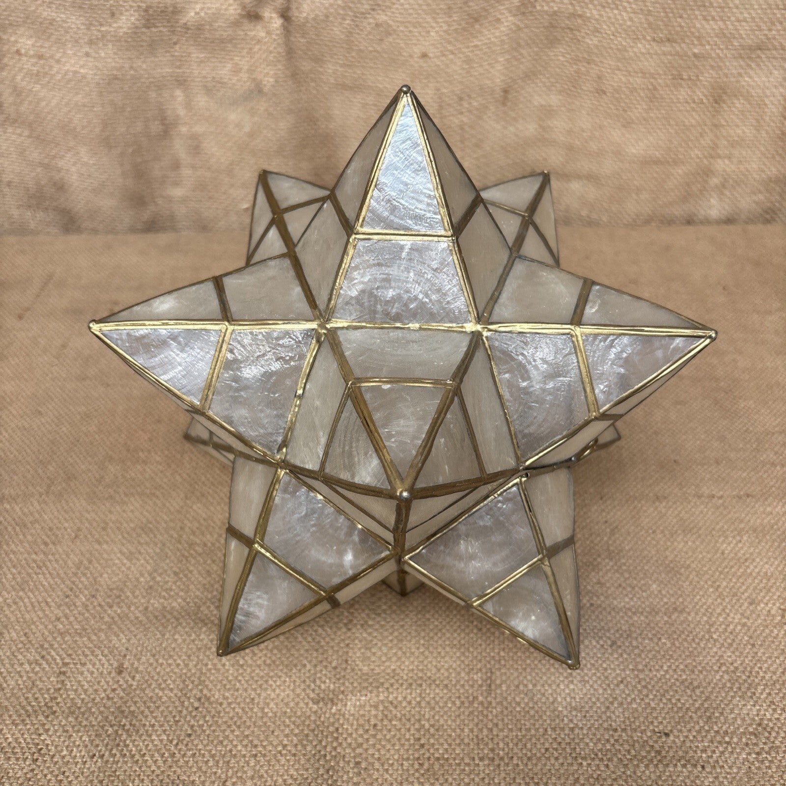 Capiz shell star pendant lampshade - Large - Vintage - Celestial - Gold