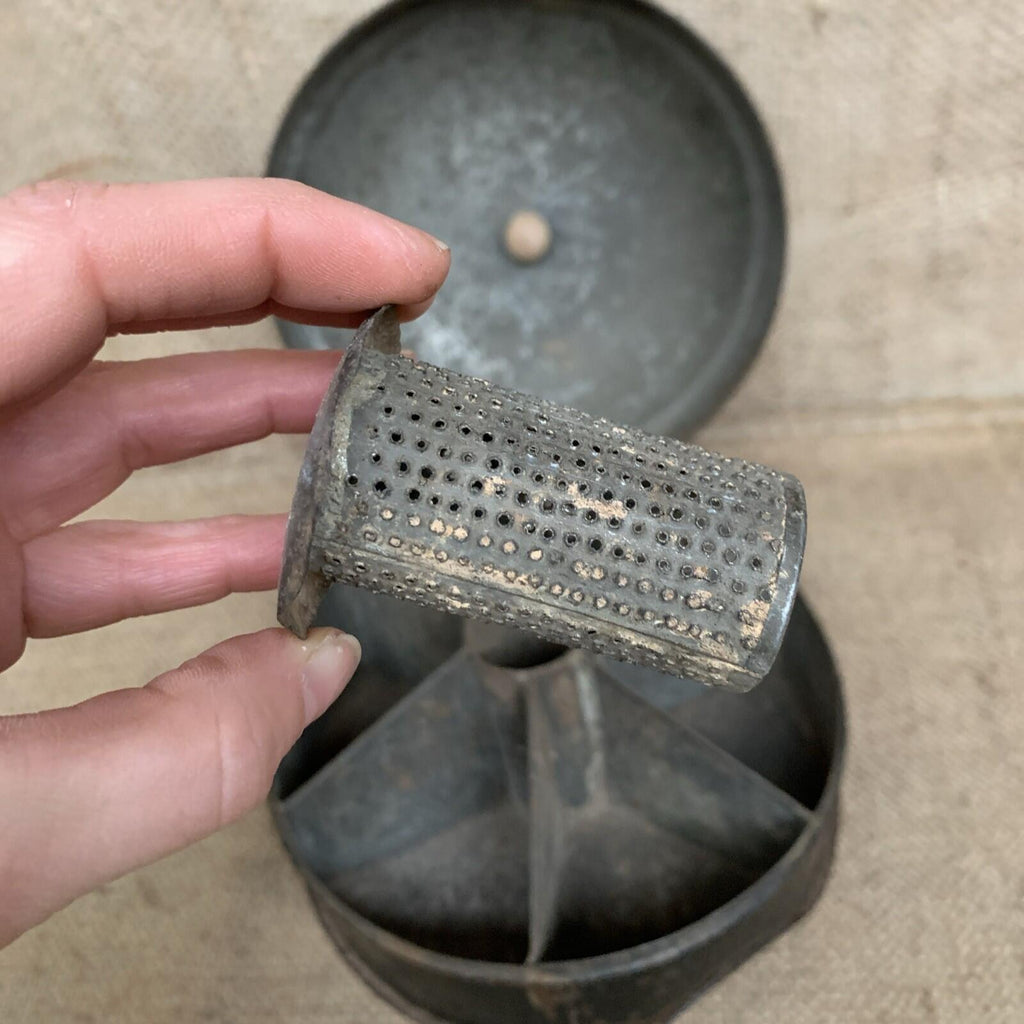 Antique Toleware Round Spice Box - Kitchenalia - Farmhouse
