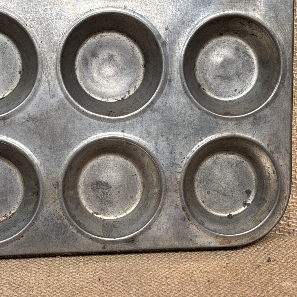 Vintage Metal Baking Tin - Kitchenalia - Tart - Muffin - Kitchenalia