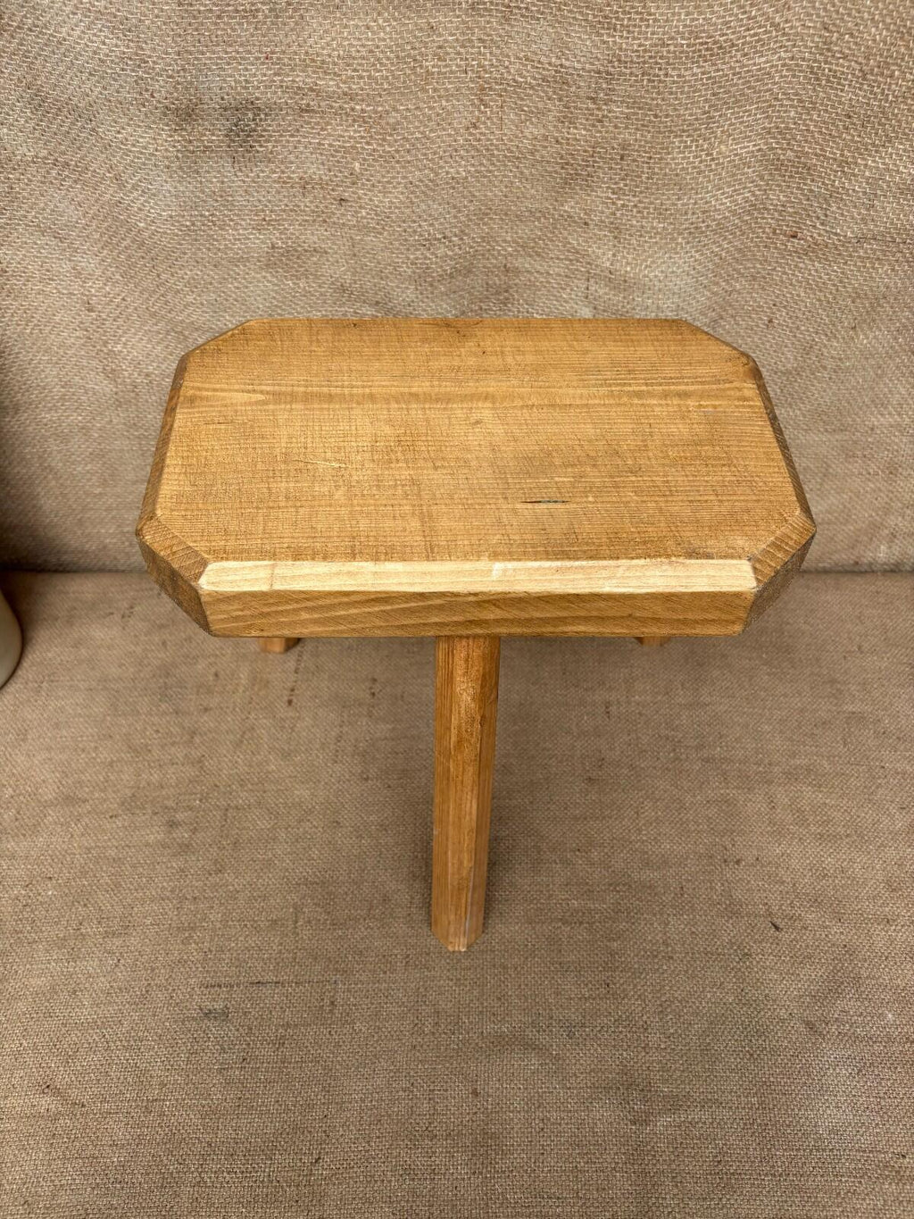 Waxed Pine Stool - Farmhouse - Cottage - Plant Stand - Milking Stool
