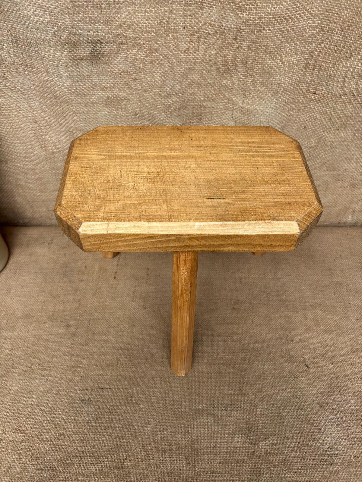 Waxed Pine Stool - Farmhouse - Cottage - Plant Stand - Milking Stool