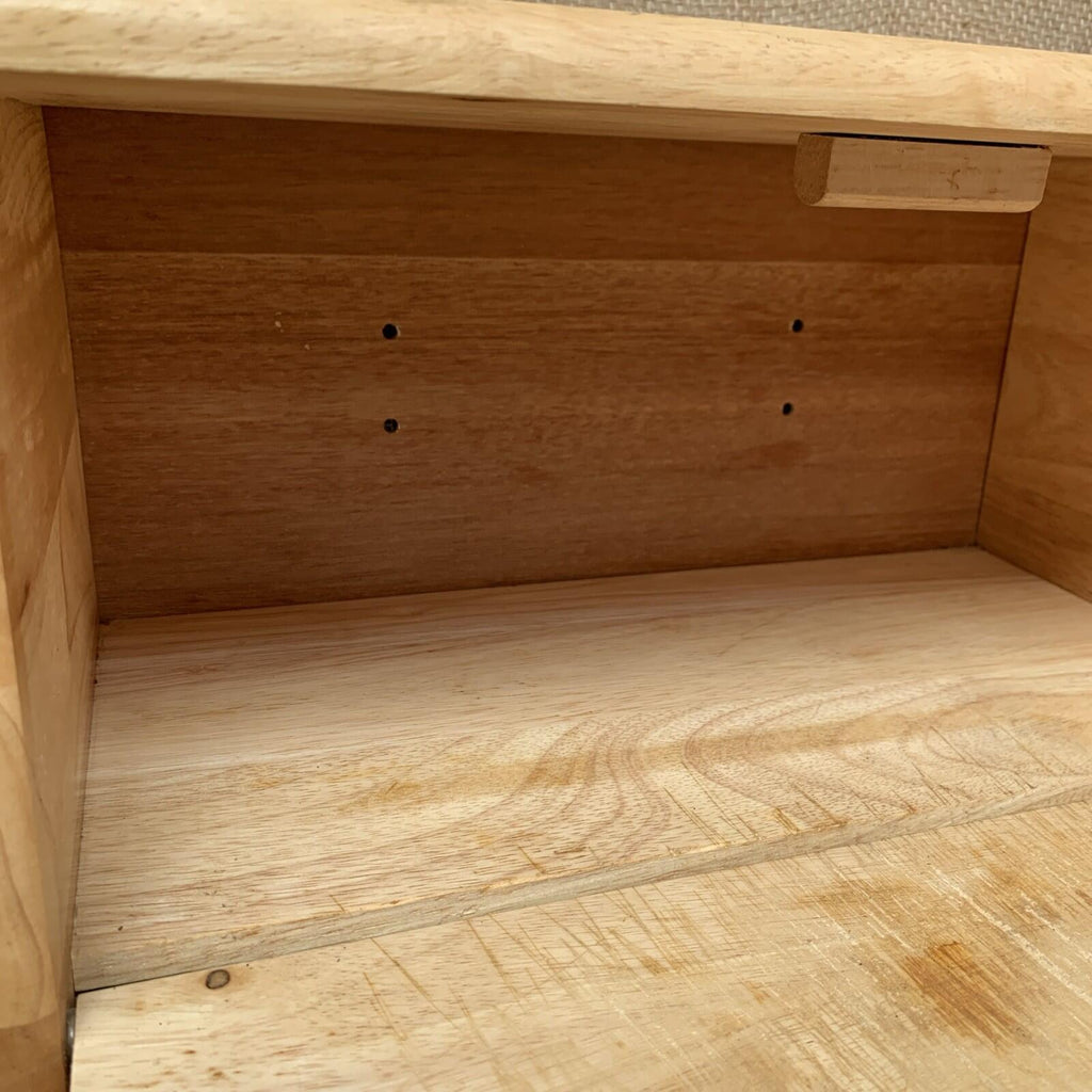 Carved Wooden Bread Bin - Drop Down Front - Farmhouse - Cottage - Bread Box