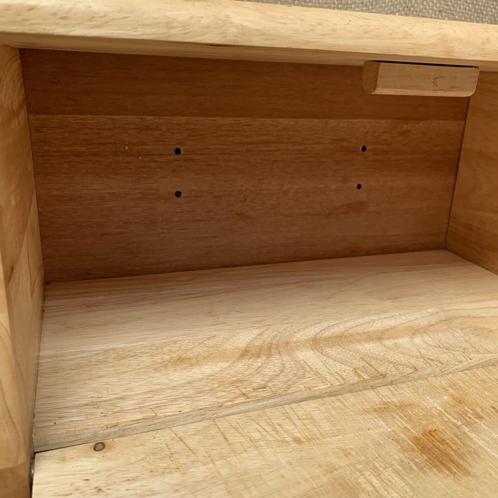 Carved Wooden Bread Bin - Drop Down Front - Farmhouse - Cottage - Bread Box