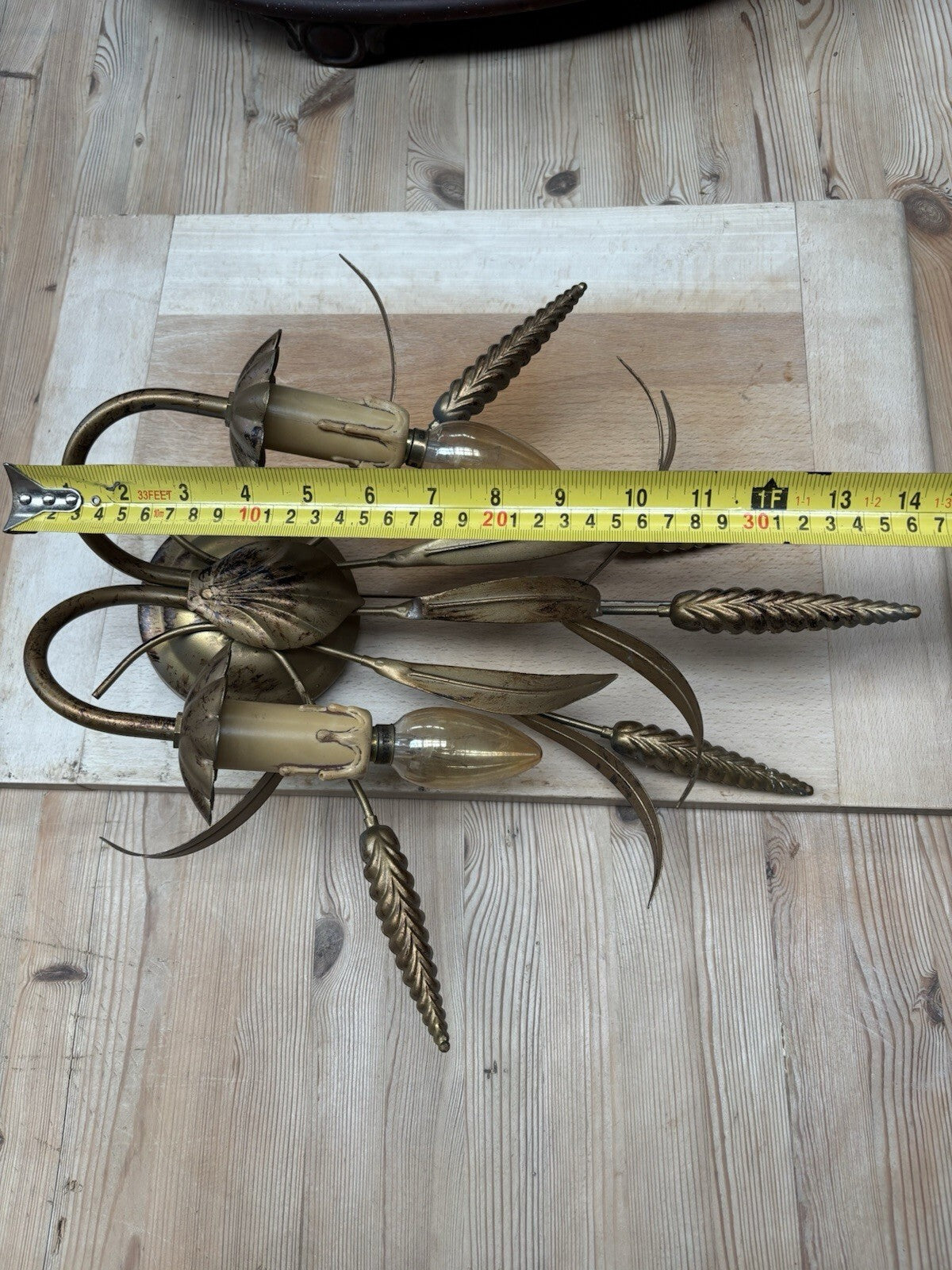 A Pair of Vintage Wheat Ear Design Wall Lights, Esconces