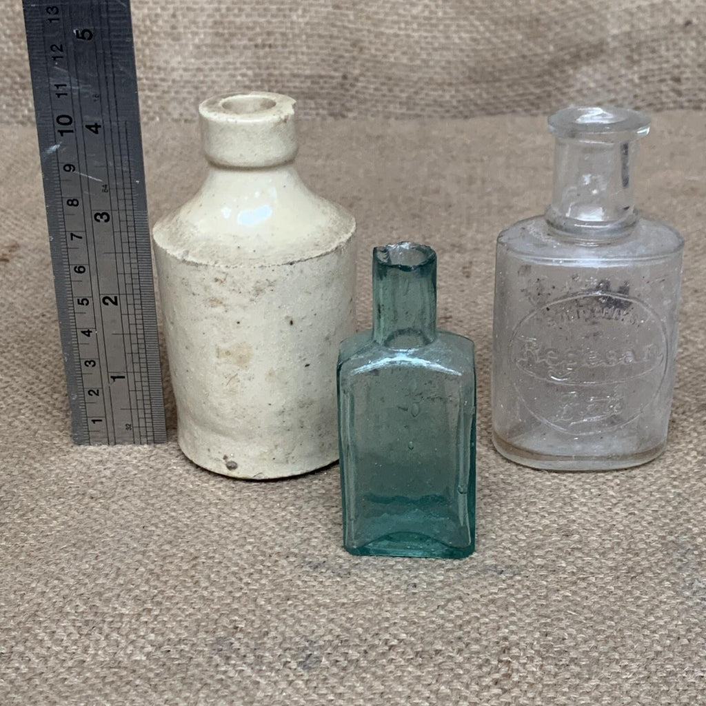 Rustic Small Bottle Trio - Bud Vase - Farmhouse Kitchen - Cottage