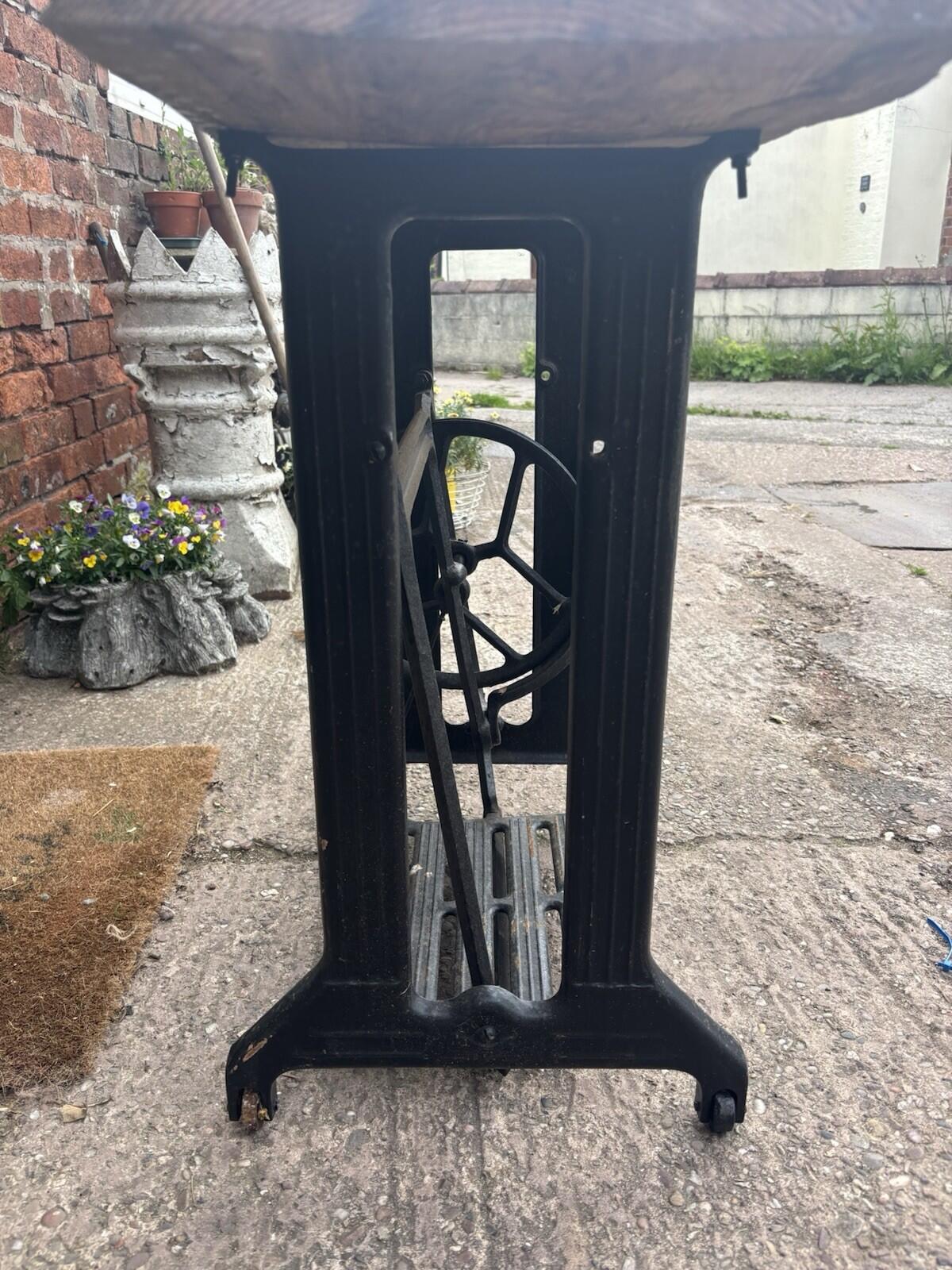 Rustic Table With Metal Base Sewing Machine