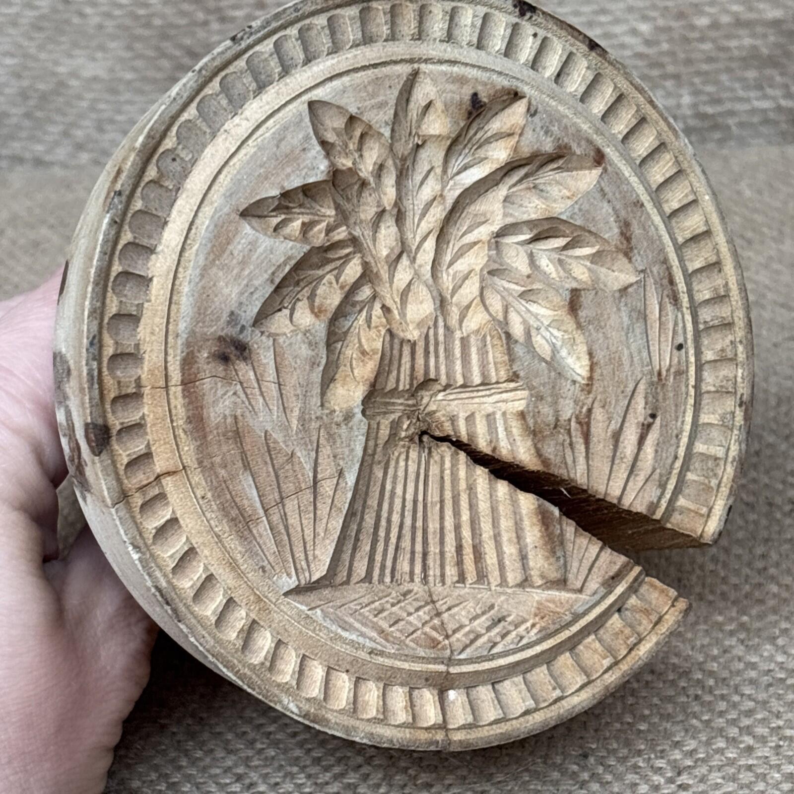 Vintage Carved Butter Stamp Wheatsheaf - Large - Kitchenalia - Farmhouse Dairy