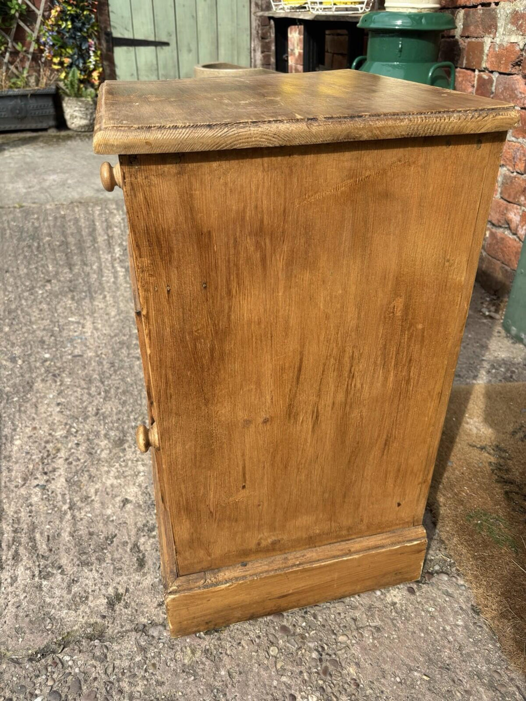 Vintage Pine Bedside Table - Kids - With Teddy Picture - Rustic - Farmhouse