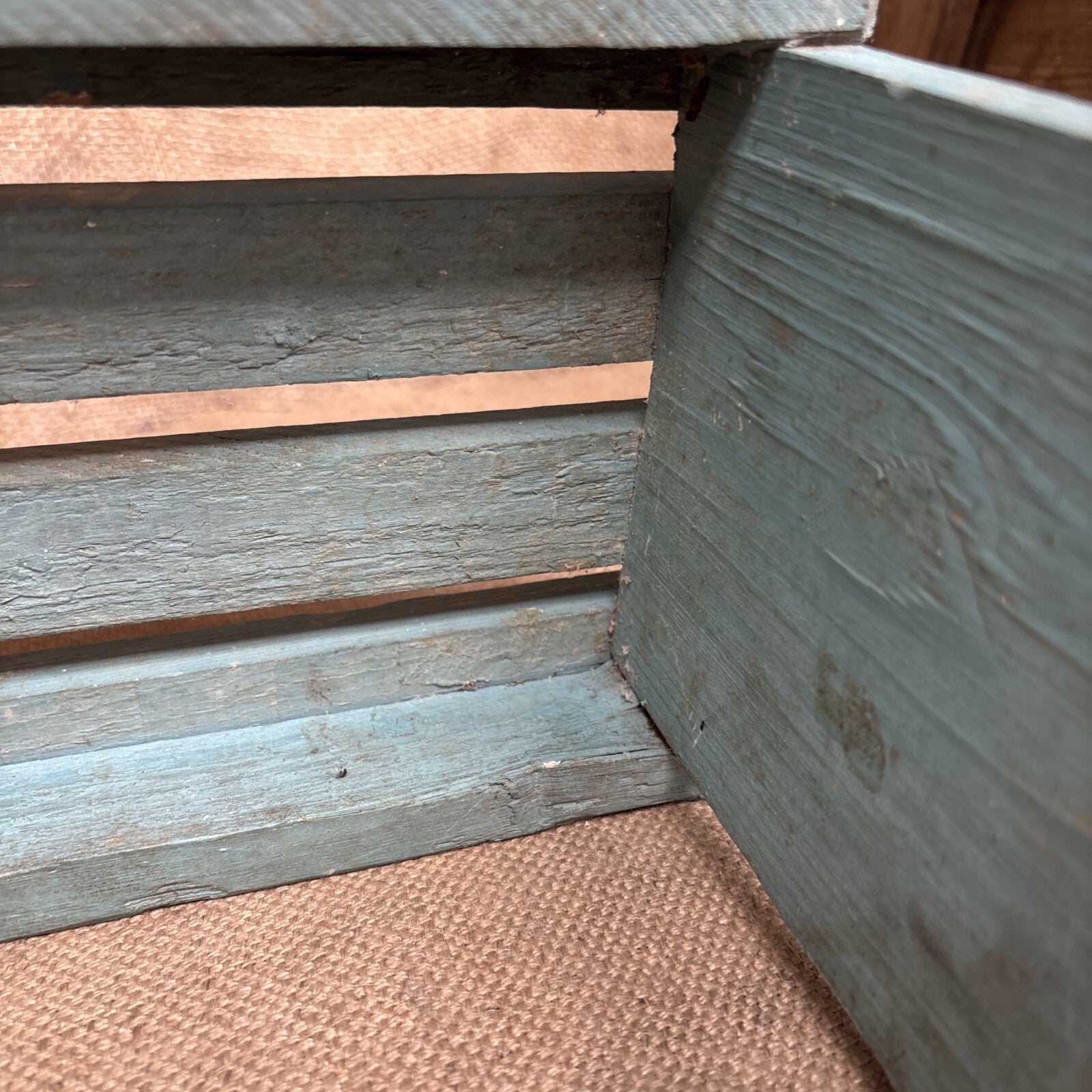 Vintage Stool - Rustic Blue Paint - Farmhouse - Cottage