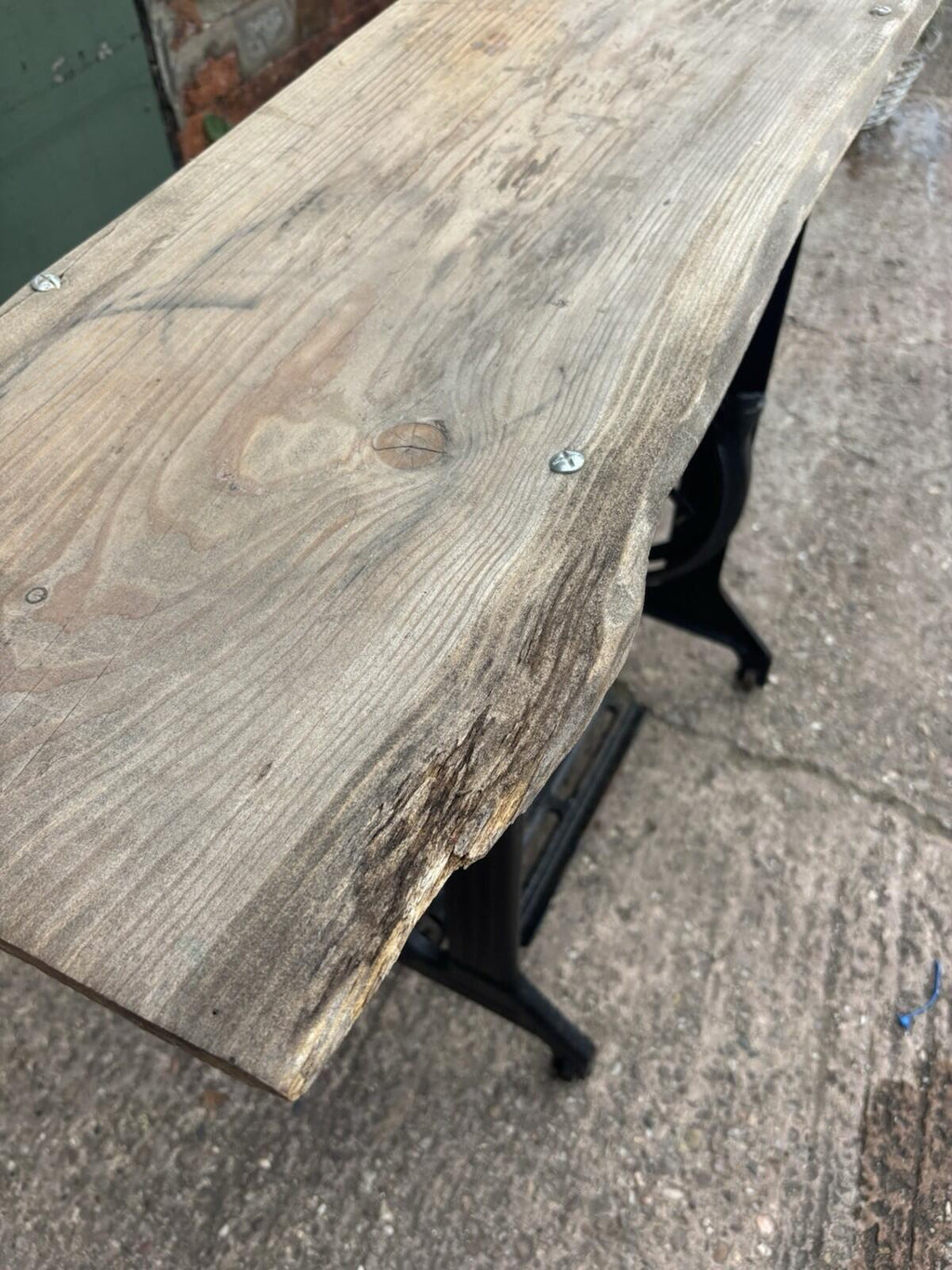 Rustic Table With Metal Base Sewing Machine