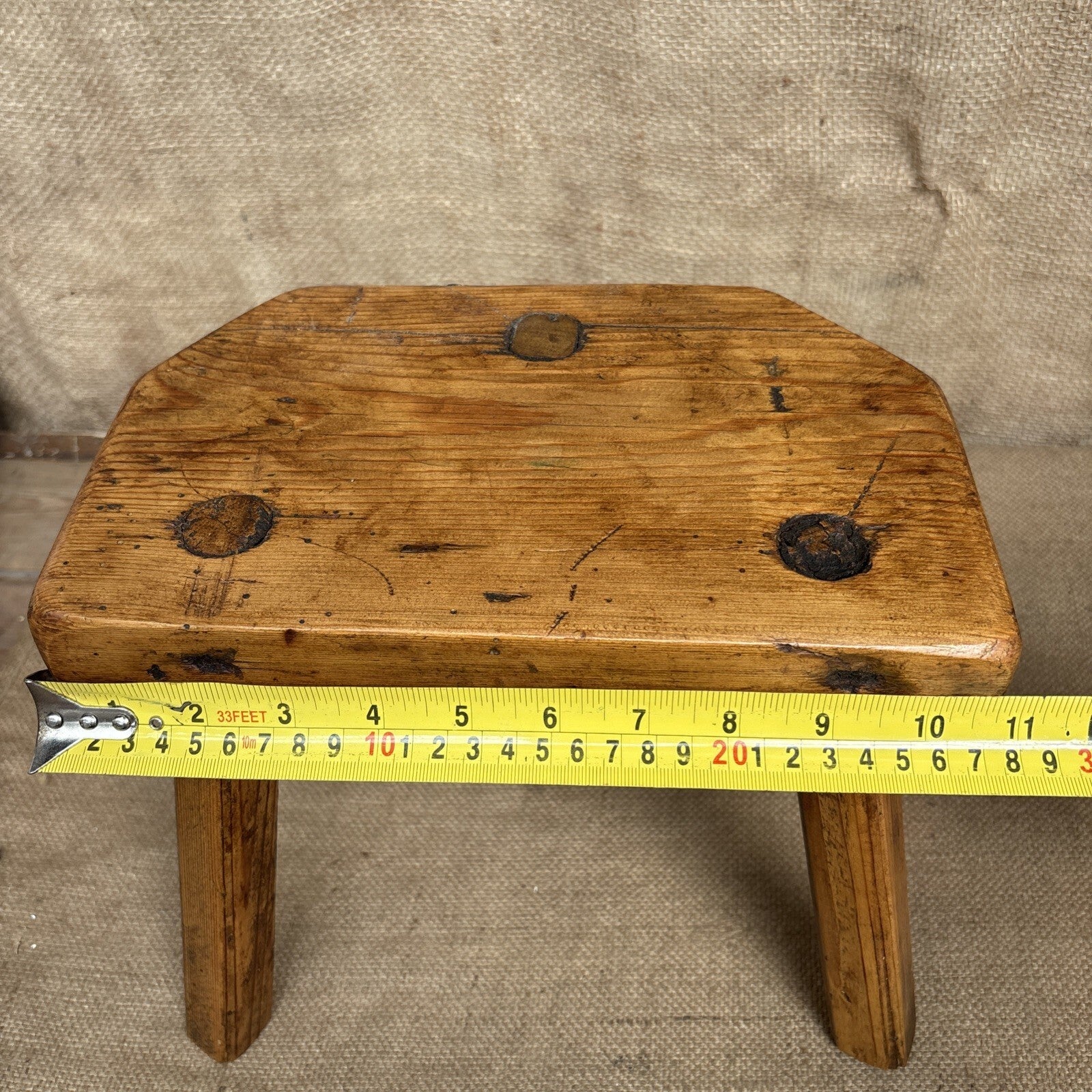 Antique Pine Milking Stool - Farmhouse - Cottage - Plant Stand