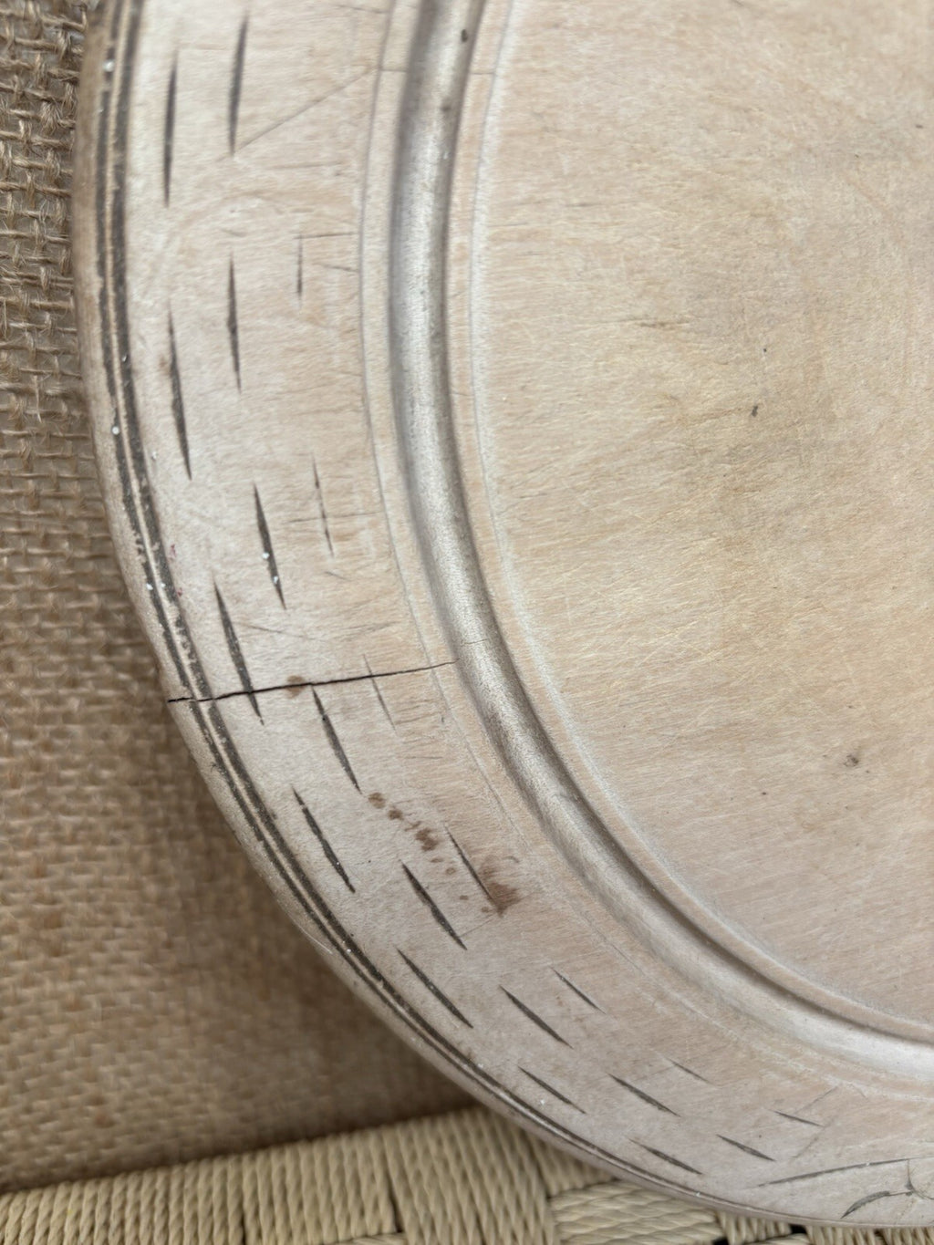 Vintage Carved Round Bread Board - English Kitchenalia - Farmhouse