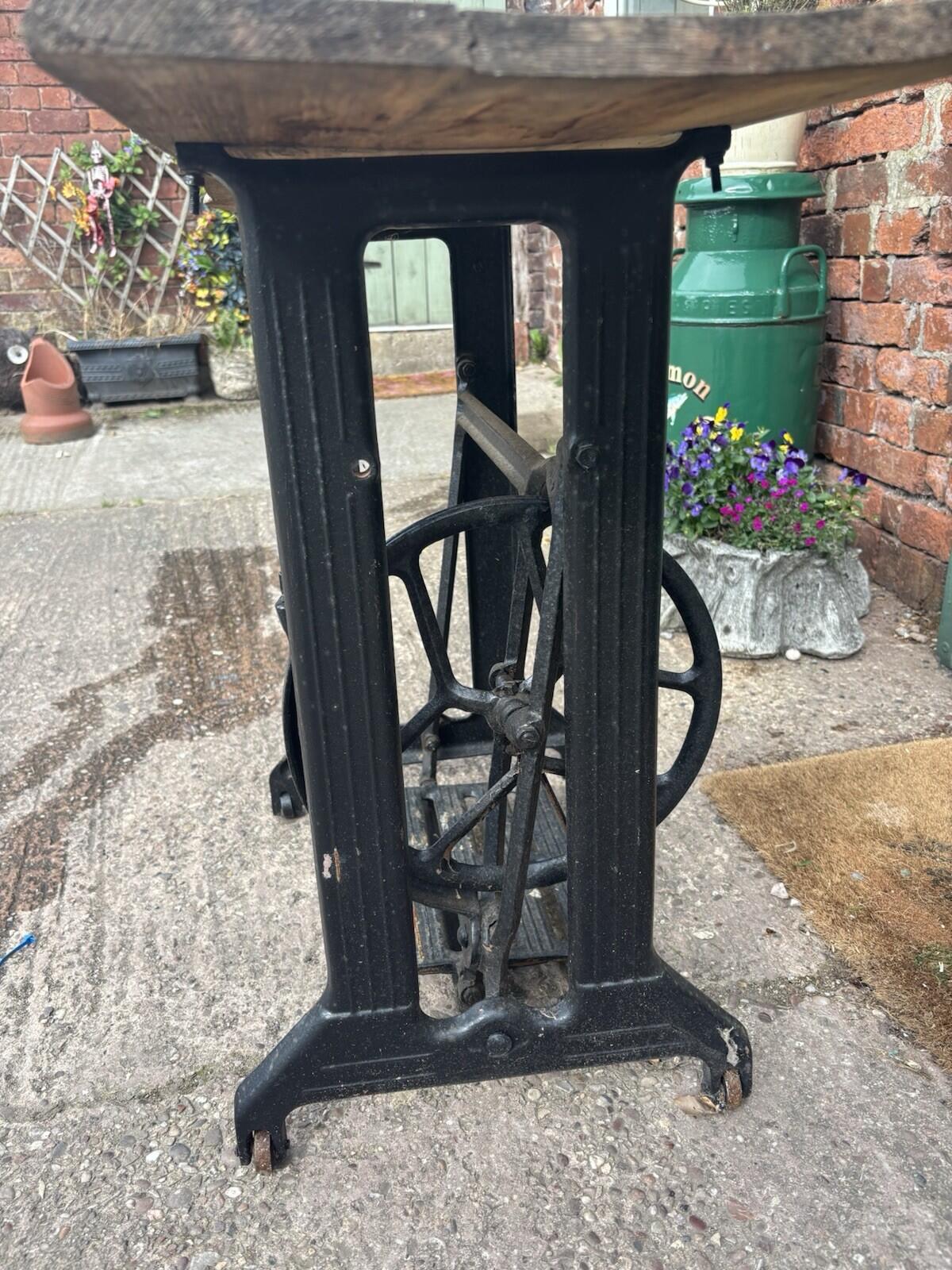 Rustic Table With Metal Base Sewing Machine