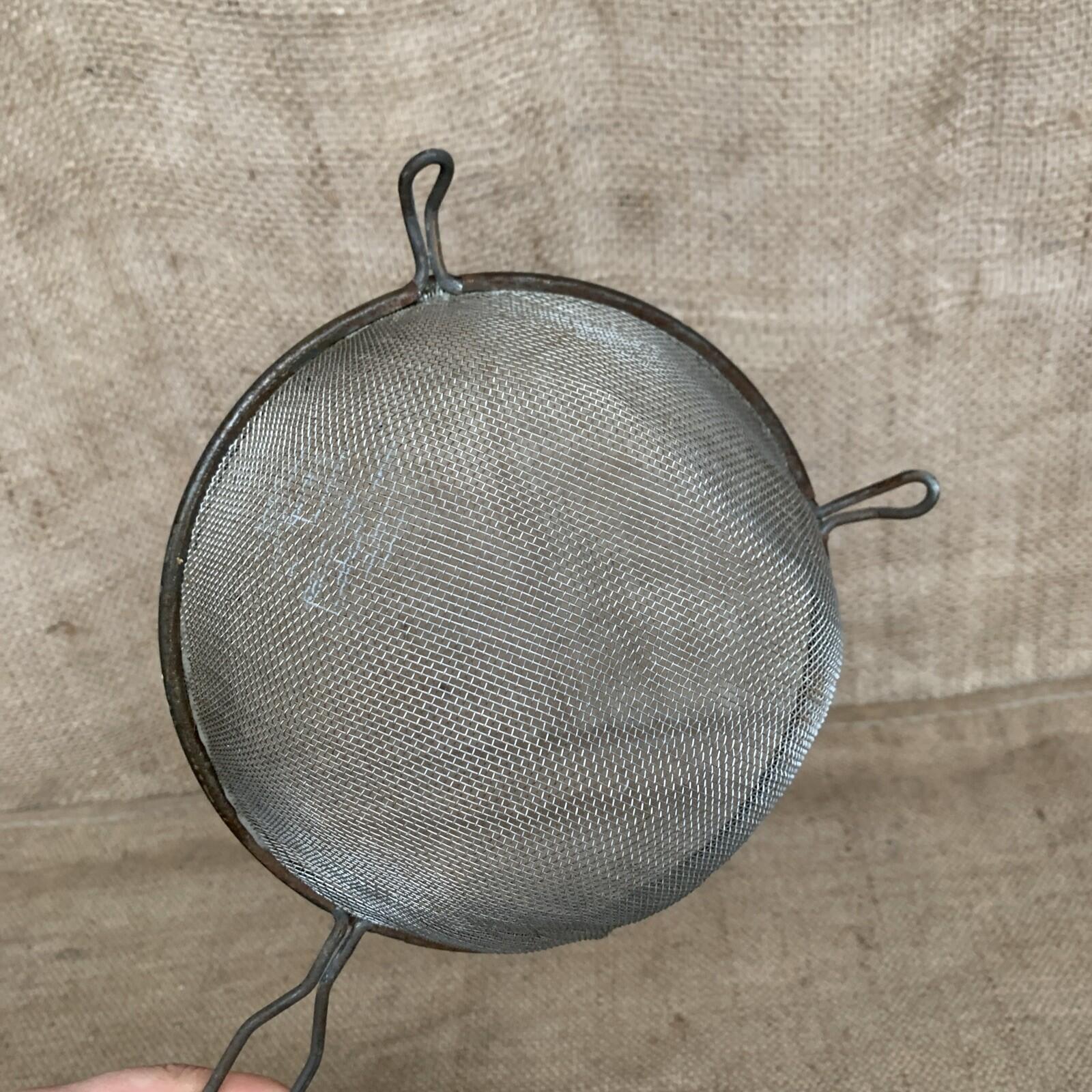 Vintage Kitchen Metal Seive With Handle & Lip - Kitchenalia