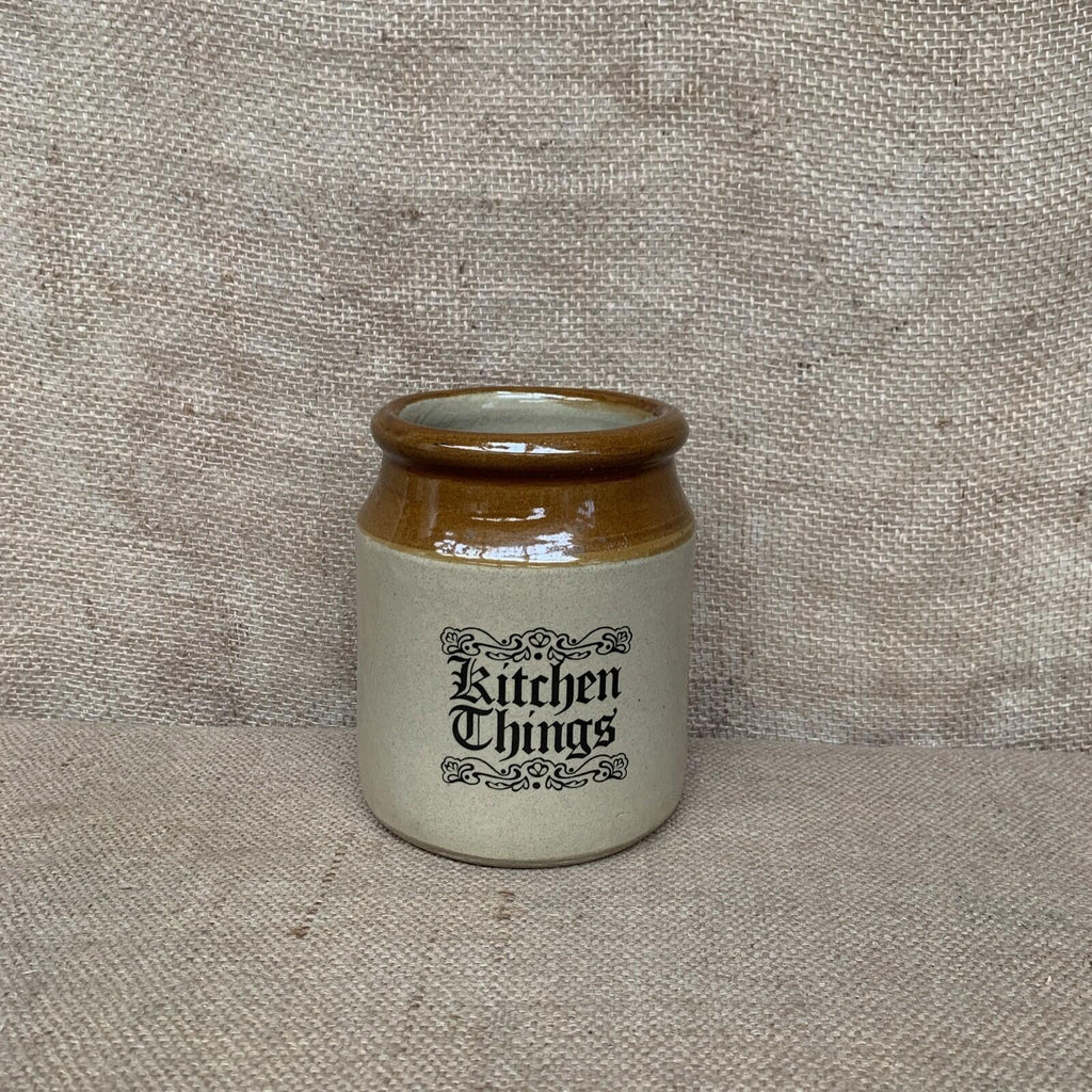 Vintage Stoneware Utensil Pot - Kitchen Things - Farmhouse - Cottage
