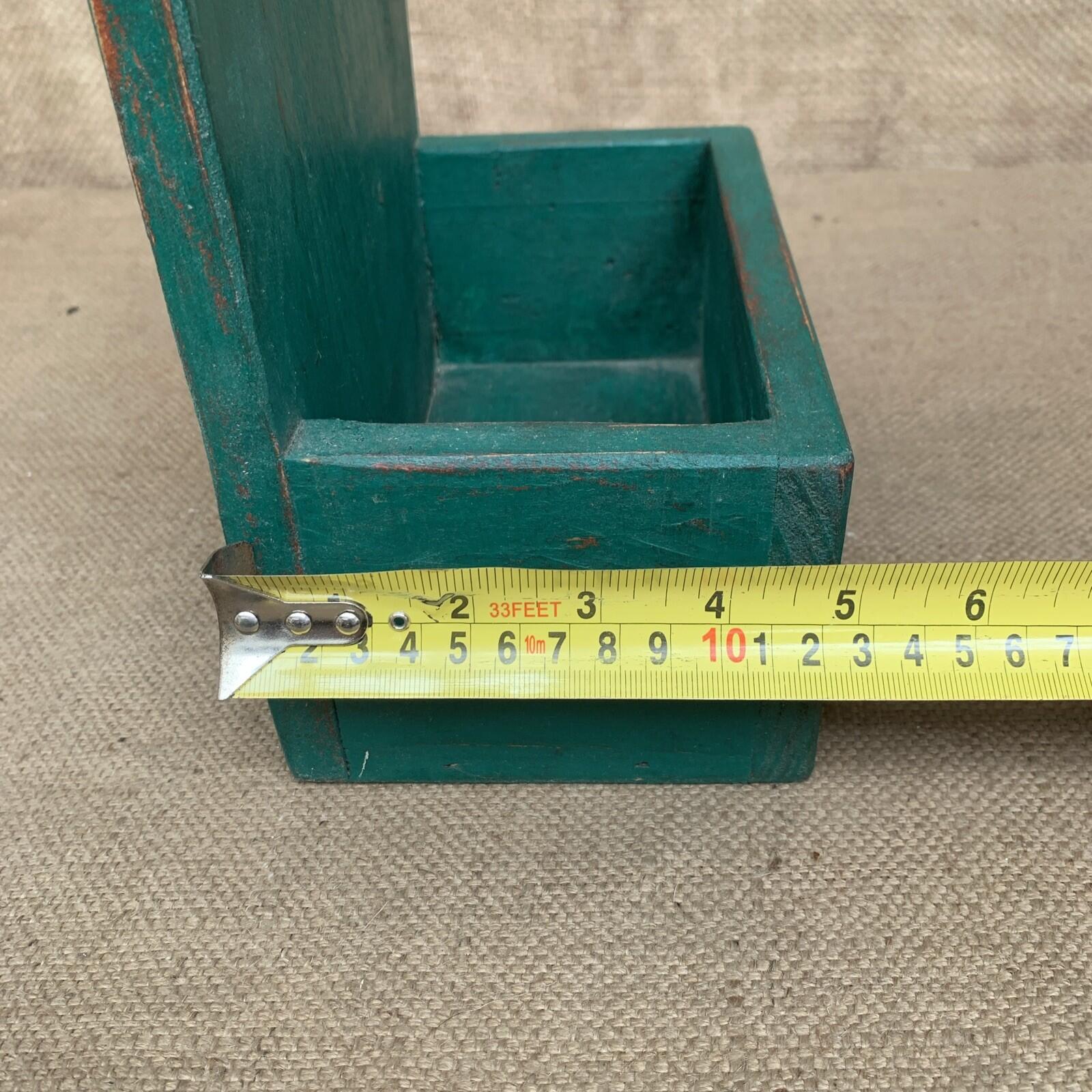 Rustic Wall Box - Worn Dark Green Painted Pine - Farmhouse - Cottage