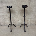 Wrought Iron Candle Holders - Pair - Gothic - Medieval Style - Pillar Candle