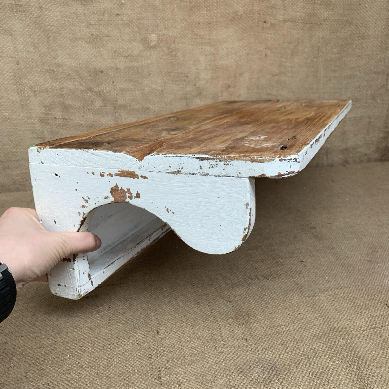 Rustic Pine Shelf - Worn White Paint - Free Standing Or Wall hanging