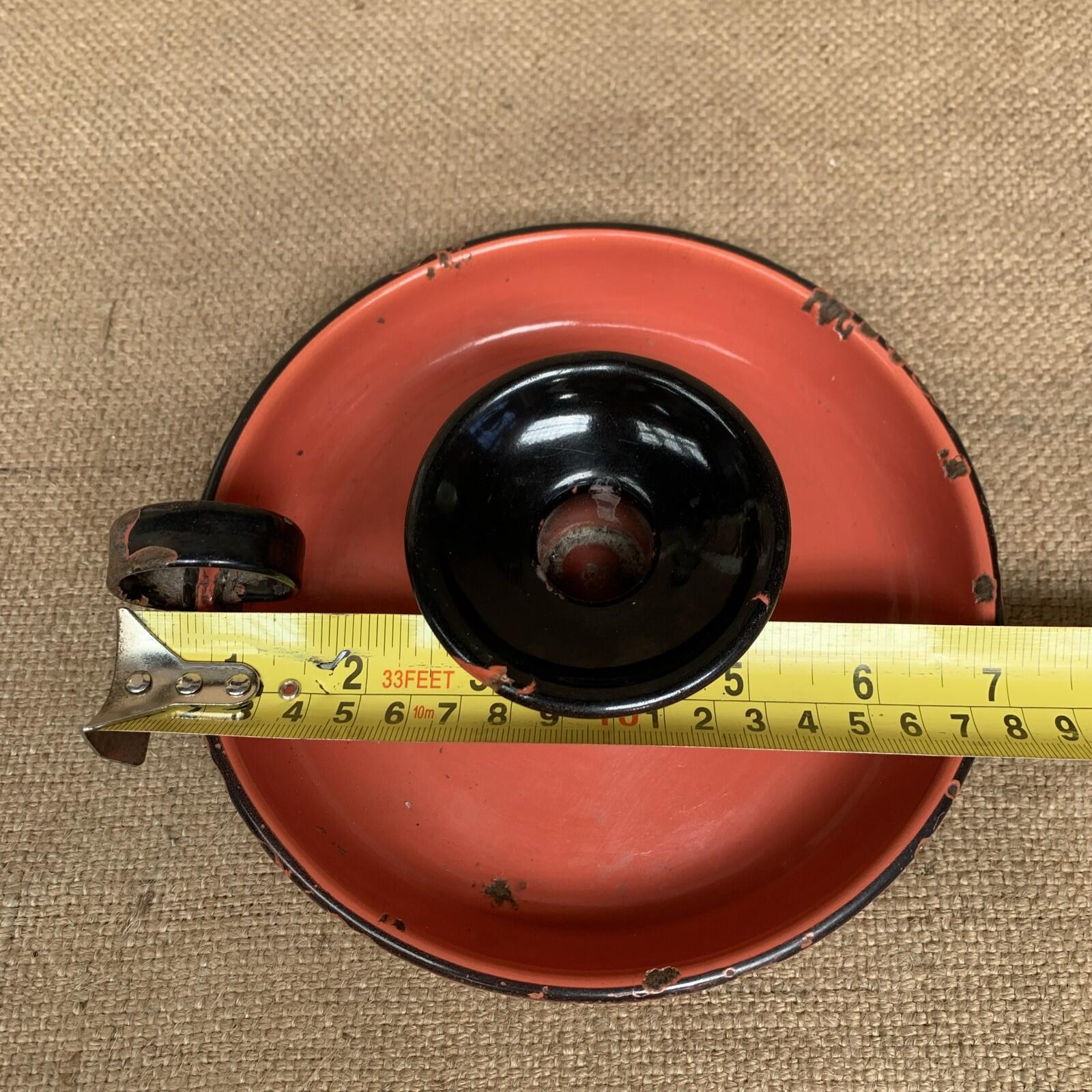 Rustic Candle Stick Holder Enamel Red  / Farmhouse / Cottage