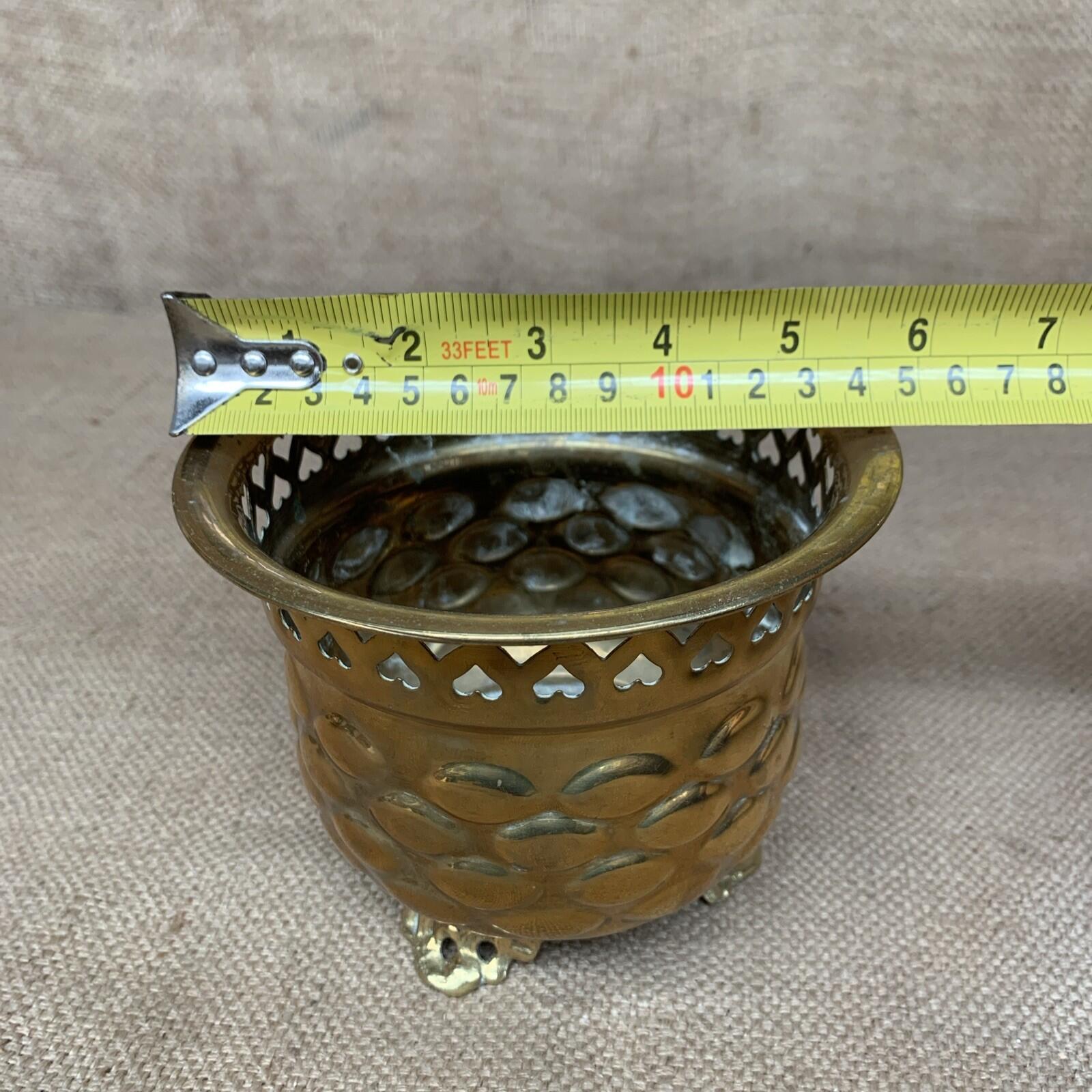 Vintage Ornate Brass Planter Pot Plant Holder Charming Country Farm House