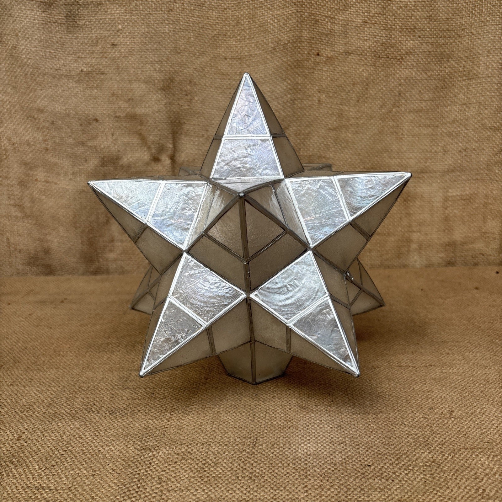 Capiz shell star pendant lampshade - Large - Vintage - Celestial