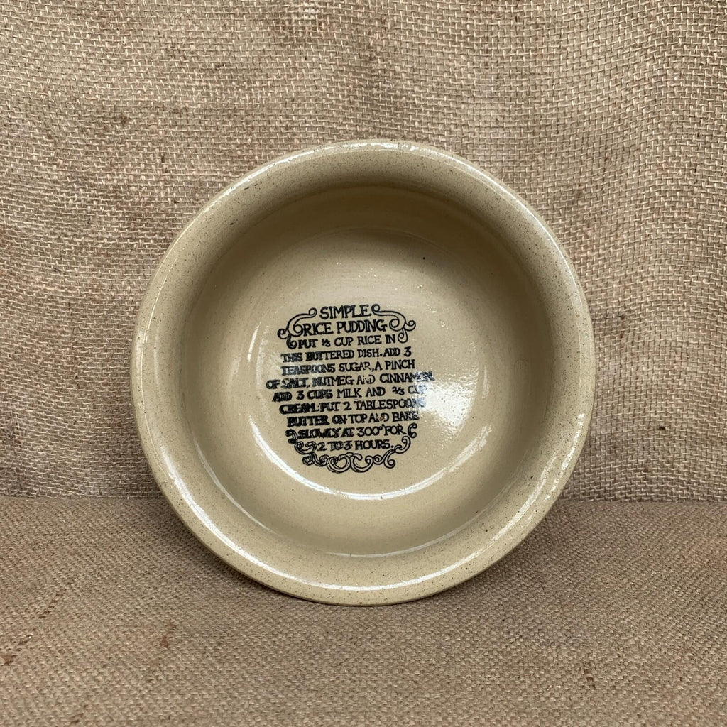 Vintage Rice Pudding Stoneware Dish - Moira - Farmhouse- Cottage
