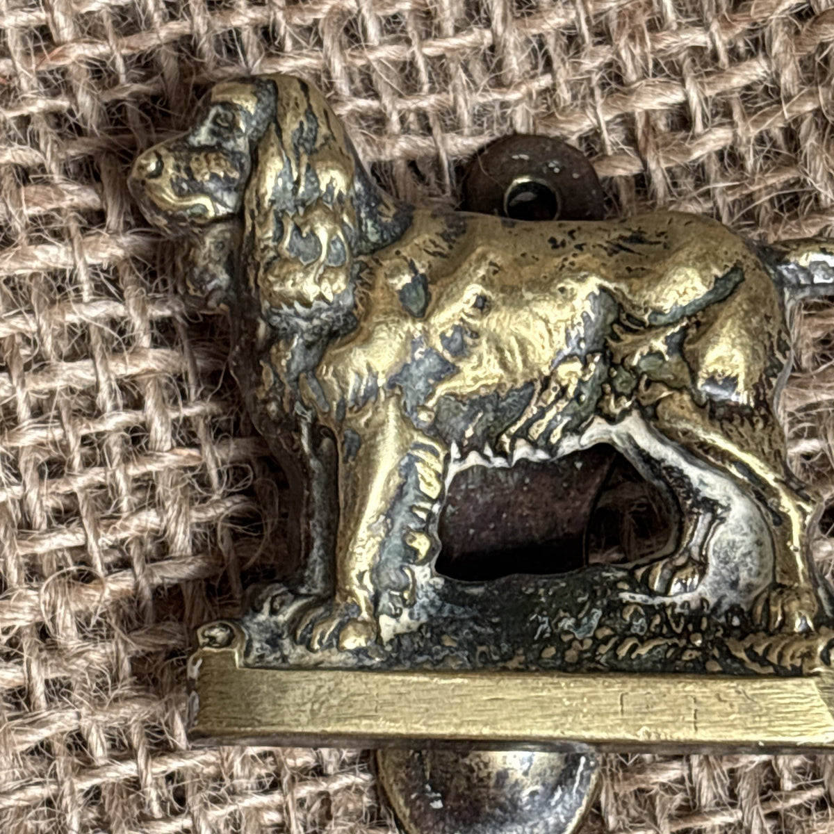 Small Vintage Brass Door Knocker - Spaniel