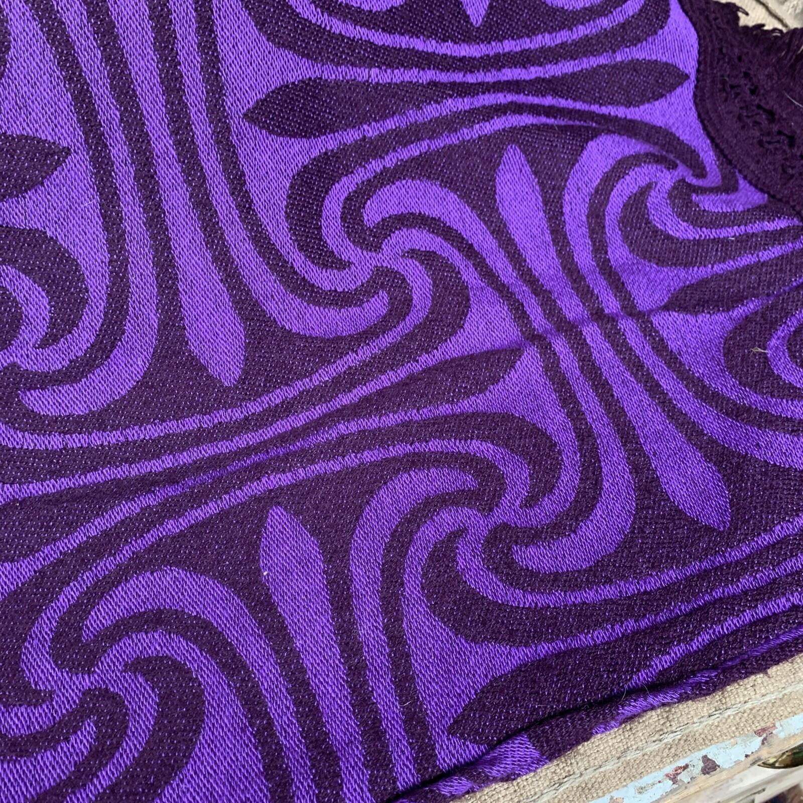 Vintage Retro Tapestry Bedspread Throw 1970s Purple St Michael  122cm X 250cm