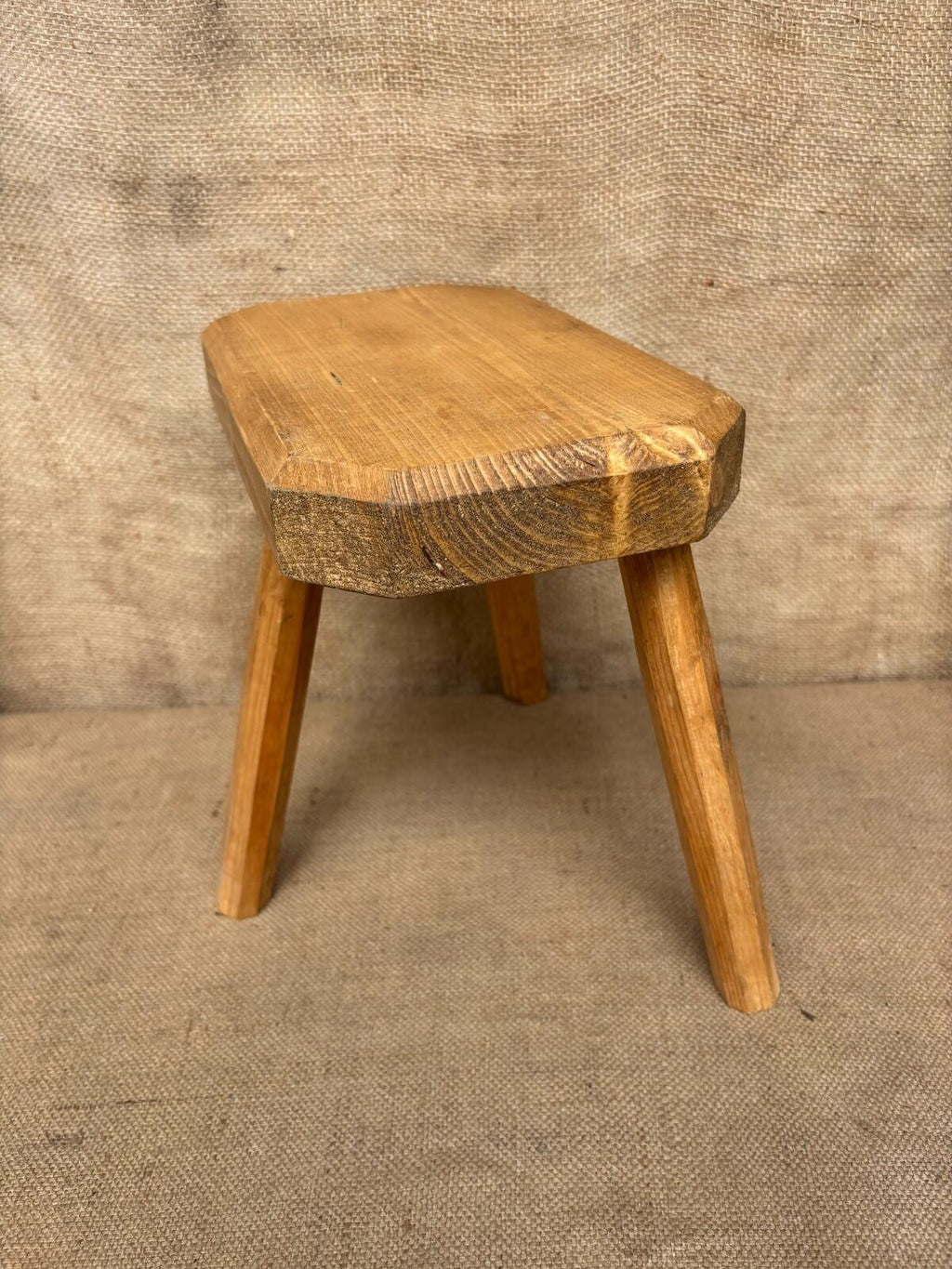 Waxed Pine Stool - Farmhouse - Cottage - Plant Stand - Milking Stool