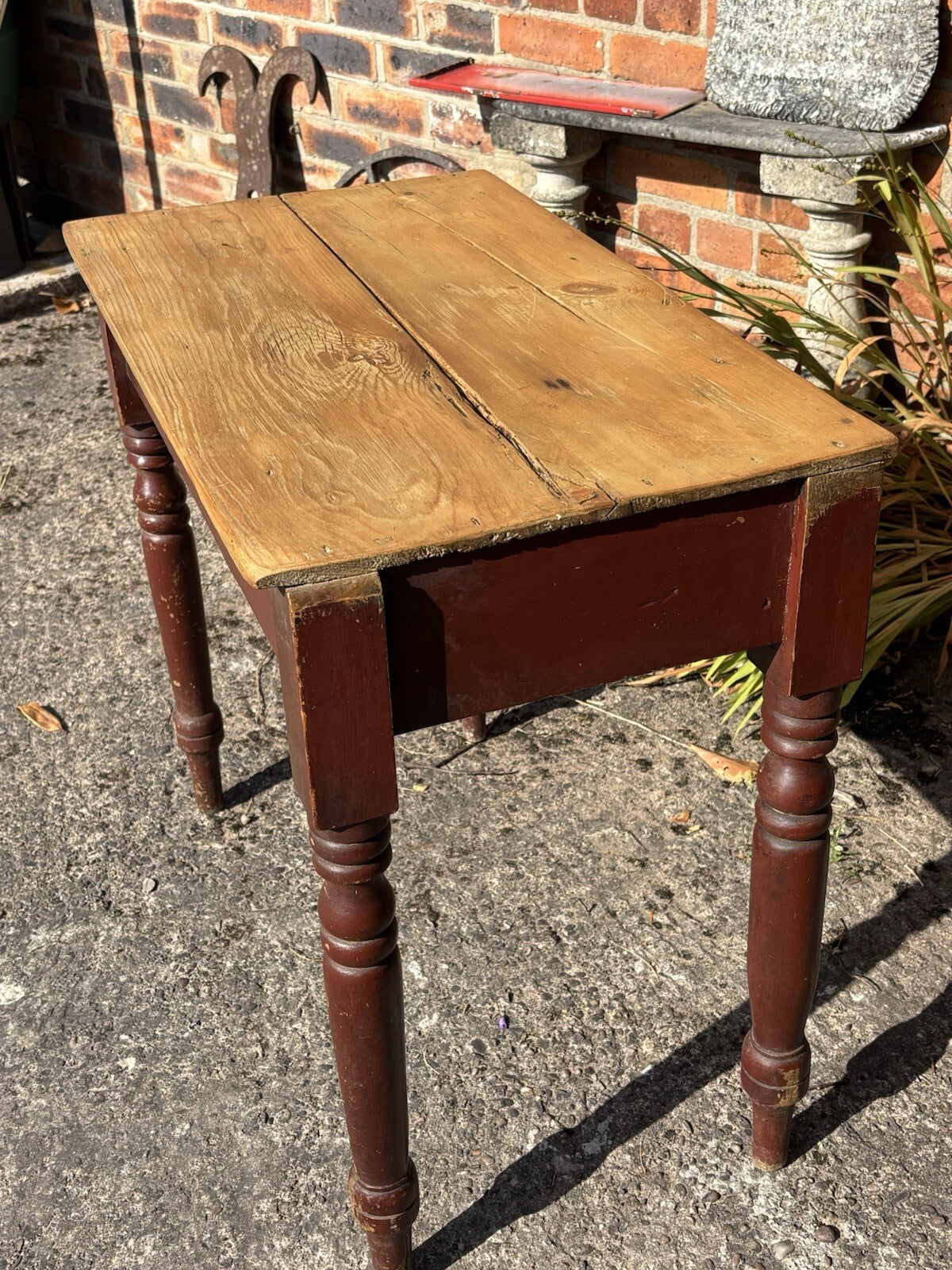 Rustic Pine Table - Small - Original Painted Legs - Farmhouse - Cottage