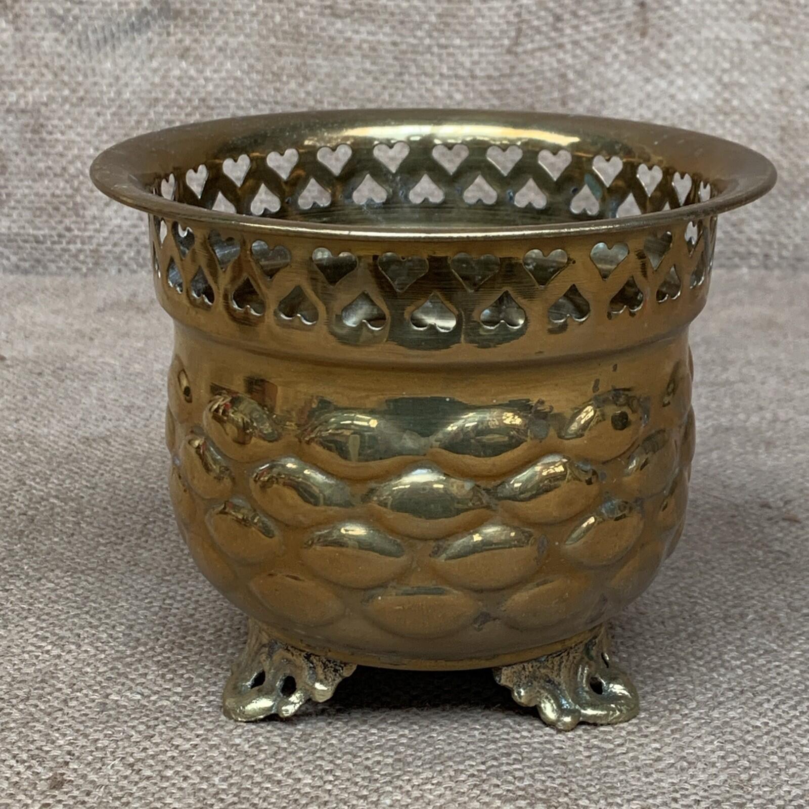 Vintage Ornate Brass Planter Pot Plant Holder Charming Country Farm House