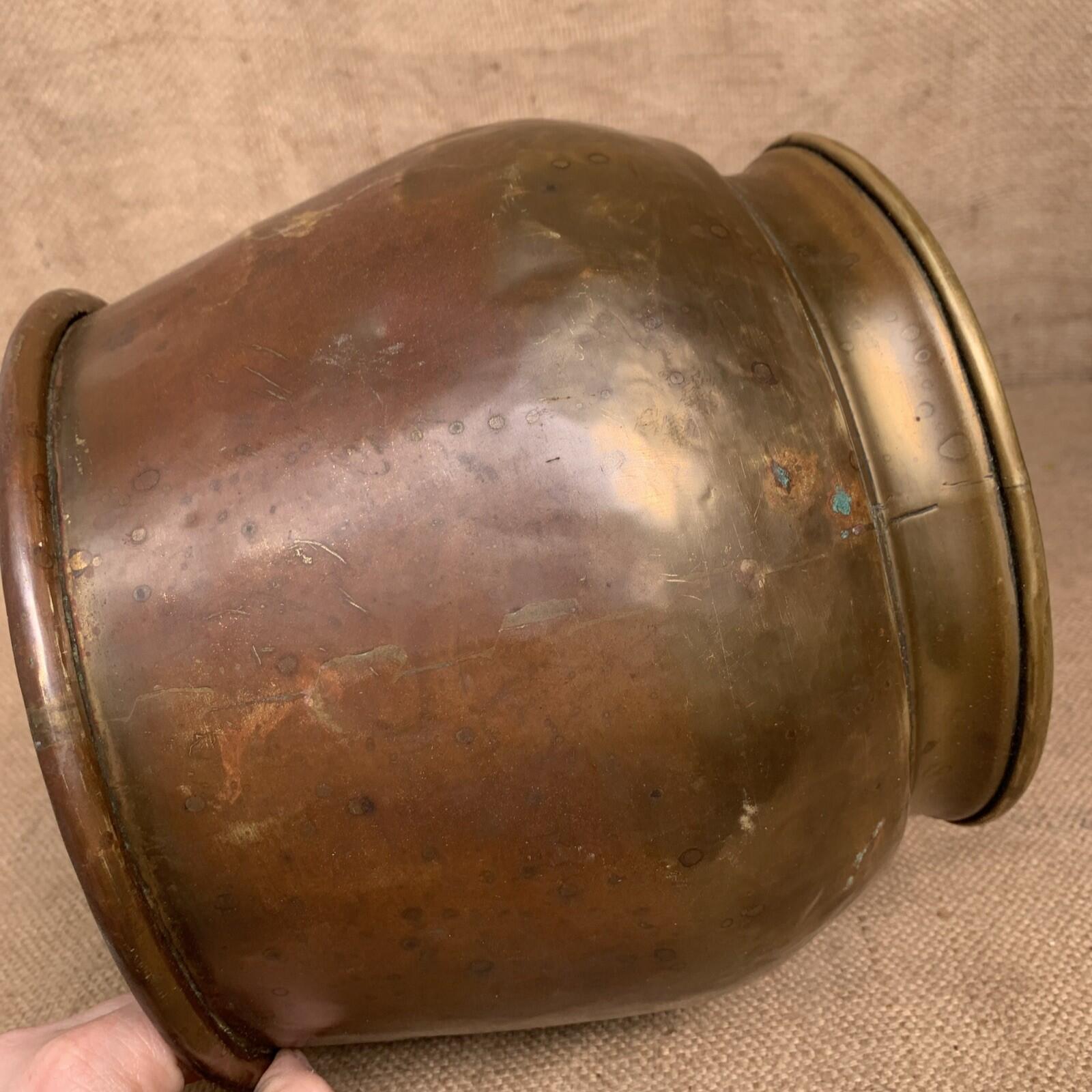 Antique Brass Planter - Urn - Jardiniere - Rustic - Cottage