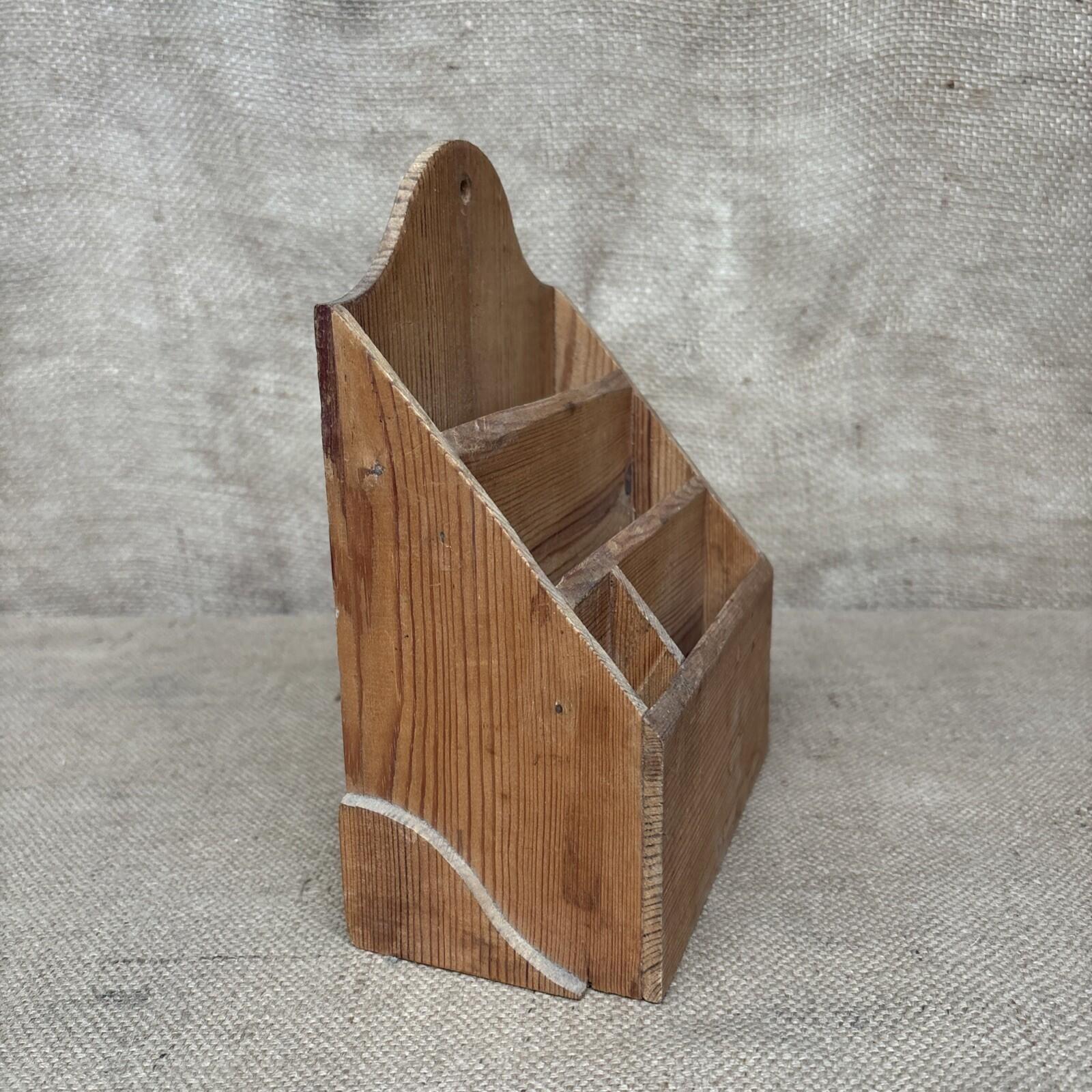 Vintage Pine Letter Rack / Stationary Storage - Farmhouse - Cottage