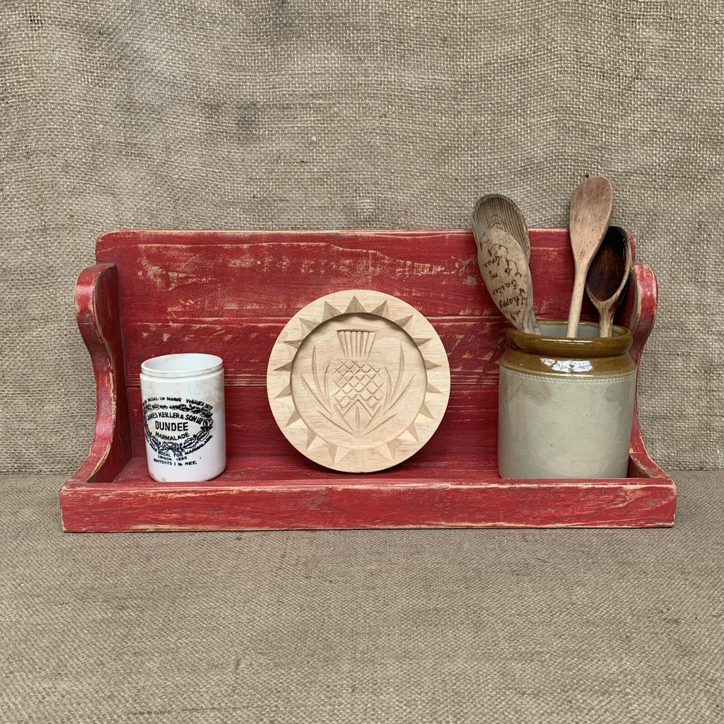 Rustic Pine Shelf - Painted Red - Free Standing Or Wall hanging