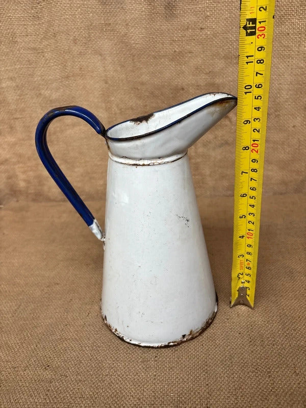 French Enamel Jug - Rustic - Vintage