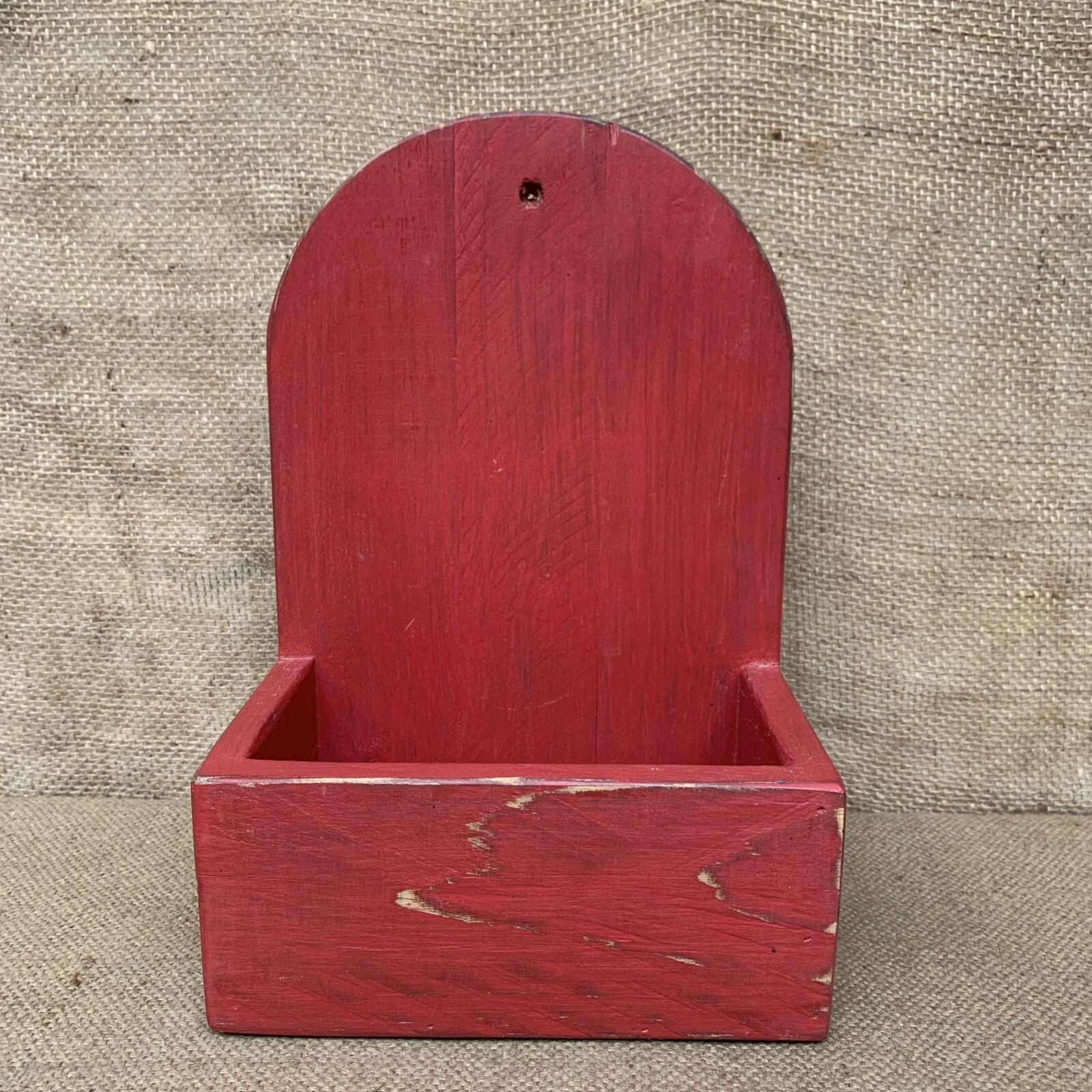 Rustic Wall Box - Worn Red Painted Pine - Farmhouse - Cottage