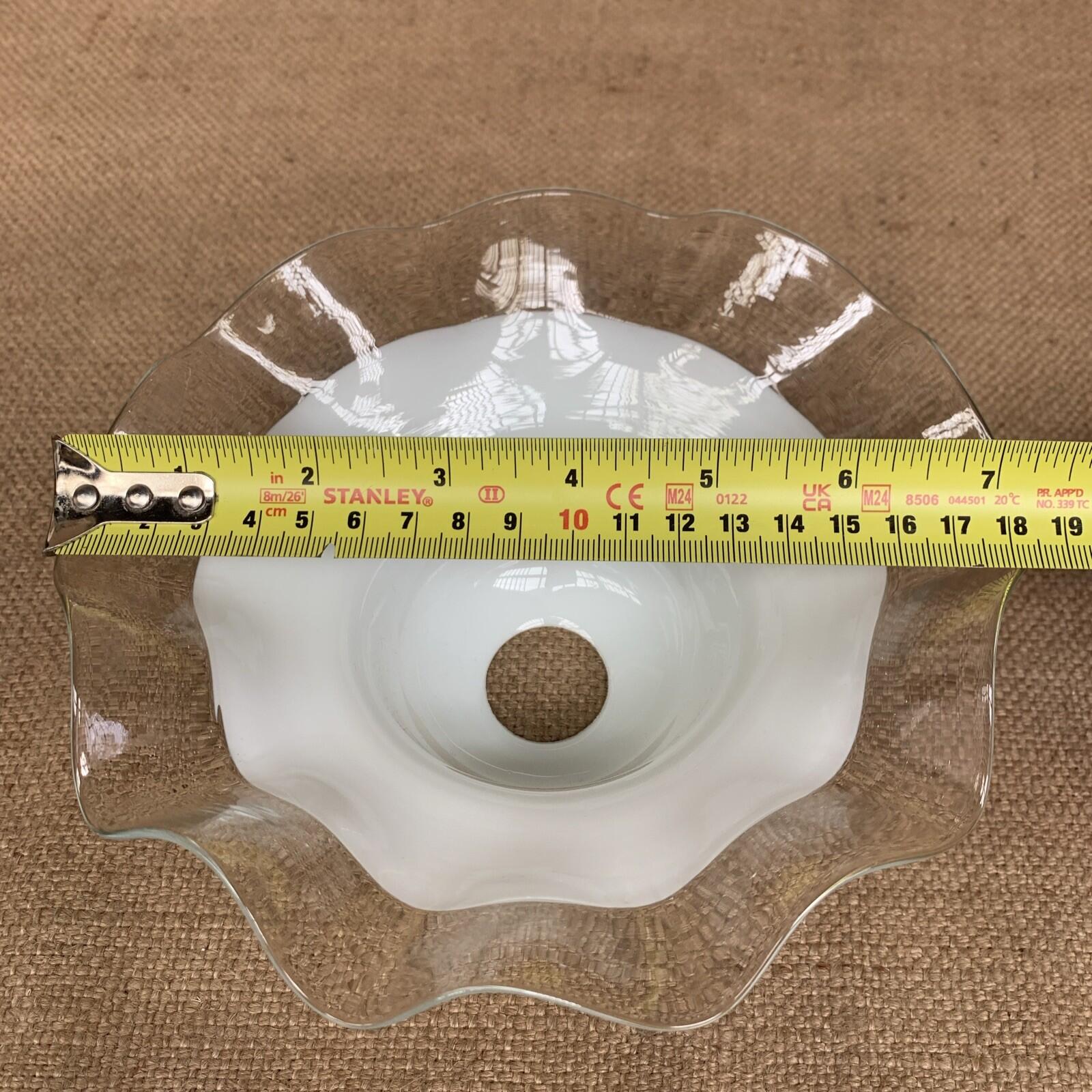 Vintage Milk Glass Ruffled Edge Crimped Lamp Light Shade Ruffle Scallop