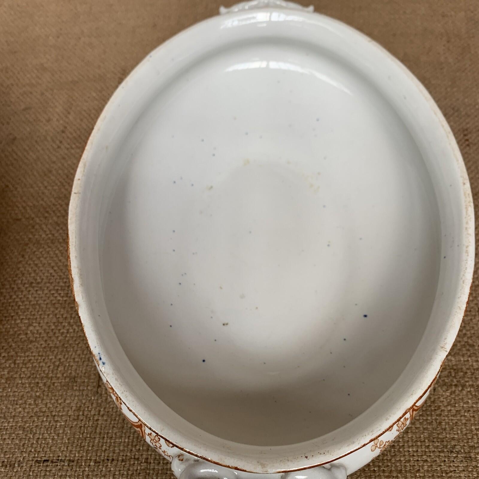 Antique W. Adams & Sons Crown Semi-Porcelain Derby Lidded Tureen