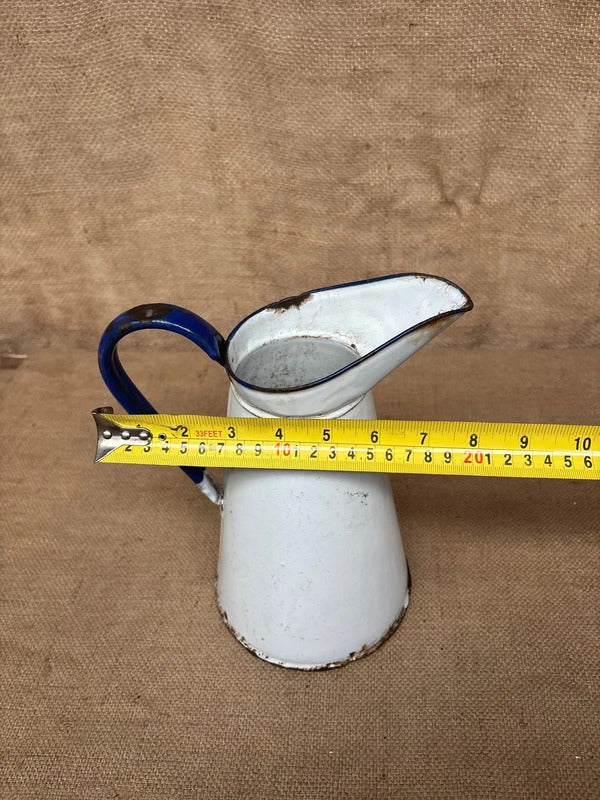 French Enamel Jug - Rustic - Vintage