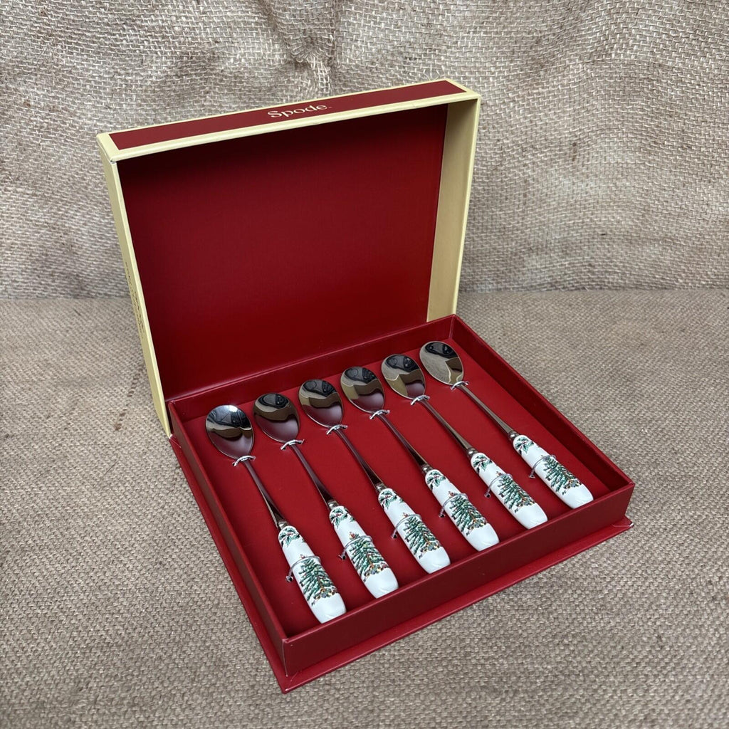 Spode Christmas Tree Teaspoons 6 New In Box