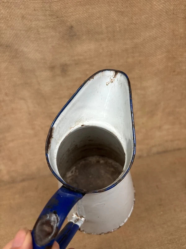French Enamel Jug - Rustic - Vintage