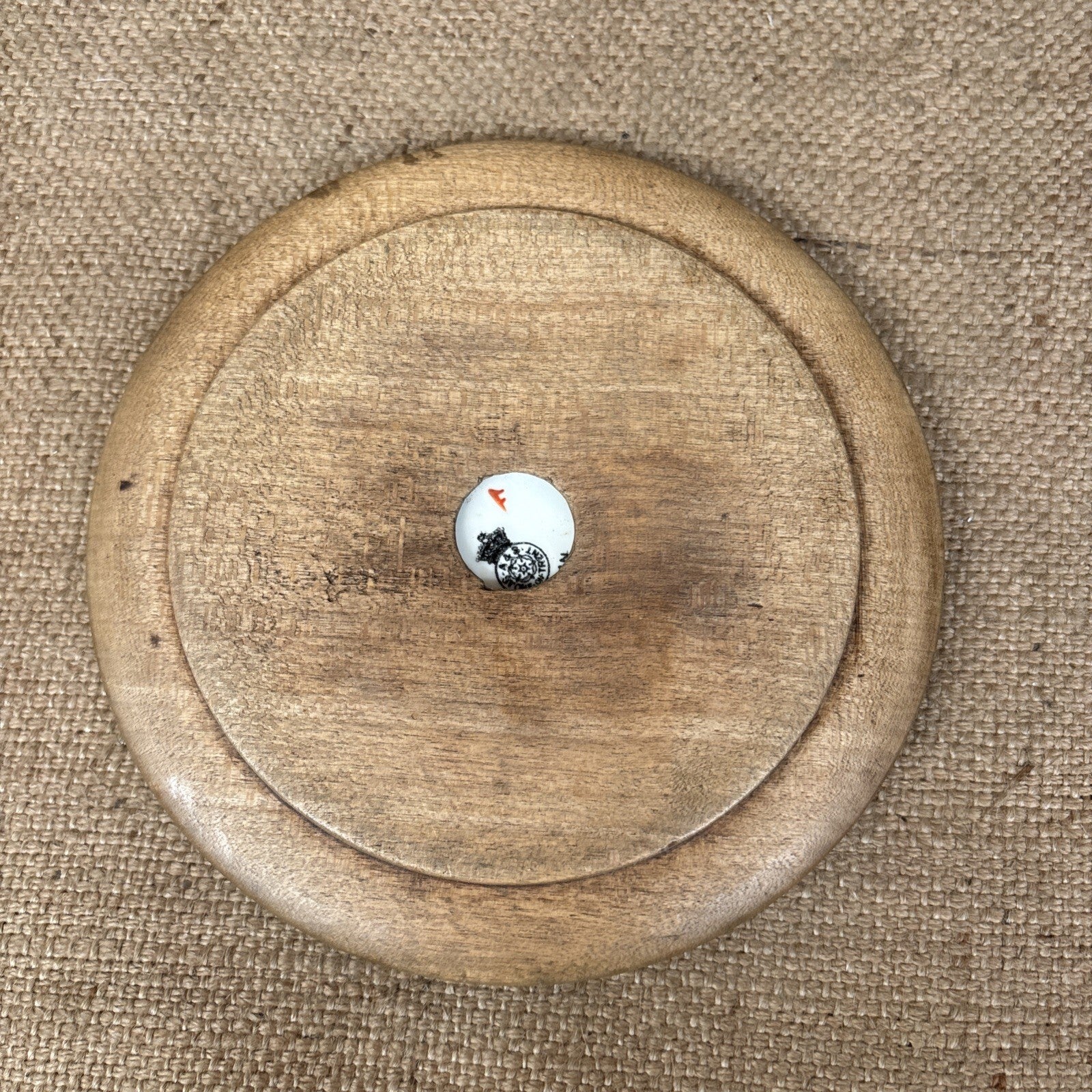 Antique Carved Wooden Butter Dish With City Of London Inner - Kitchenalia