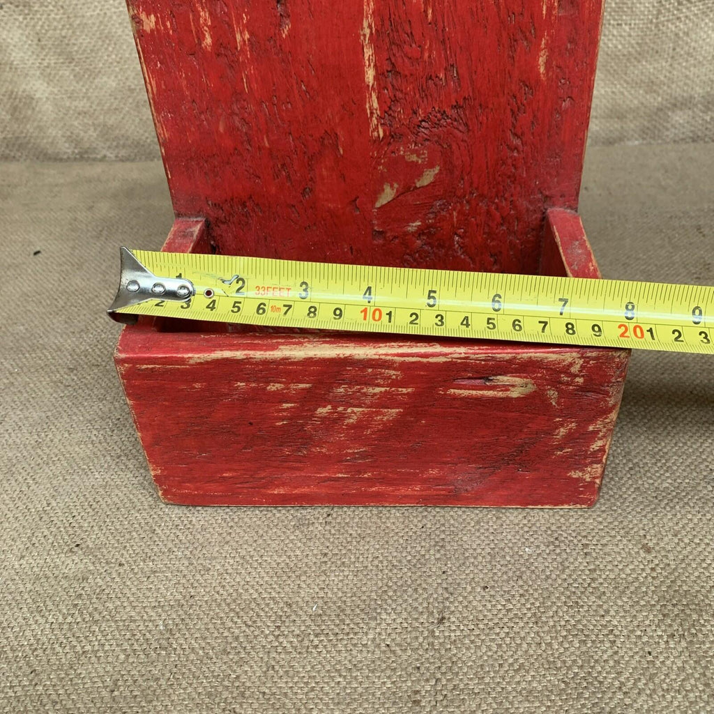Rustic Wall Box - Worn Red Painted Pine - Farmhouse - Cottage