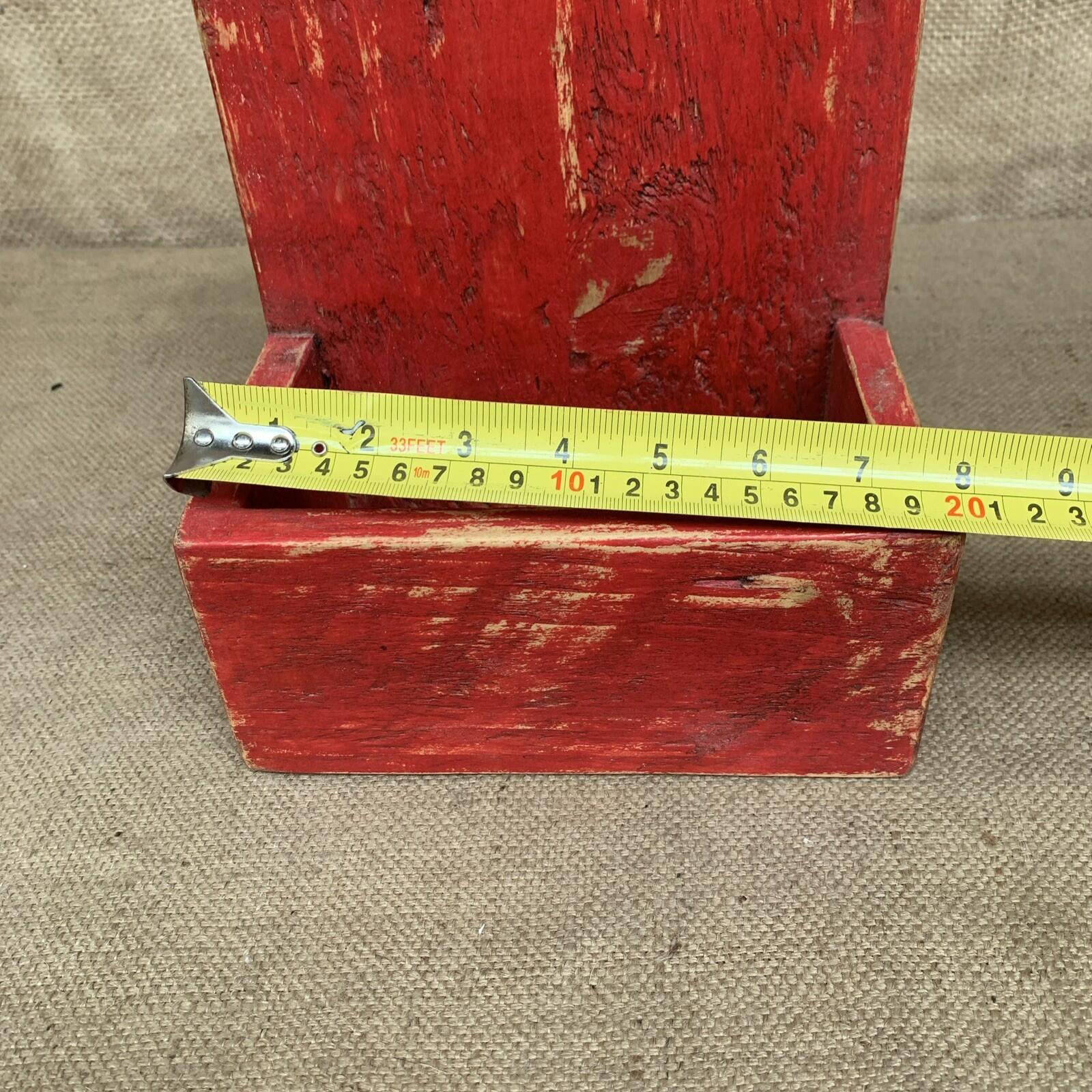 Rustic Wall Box - Worn Red Painted Pine - Farmhouse - Cottage