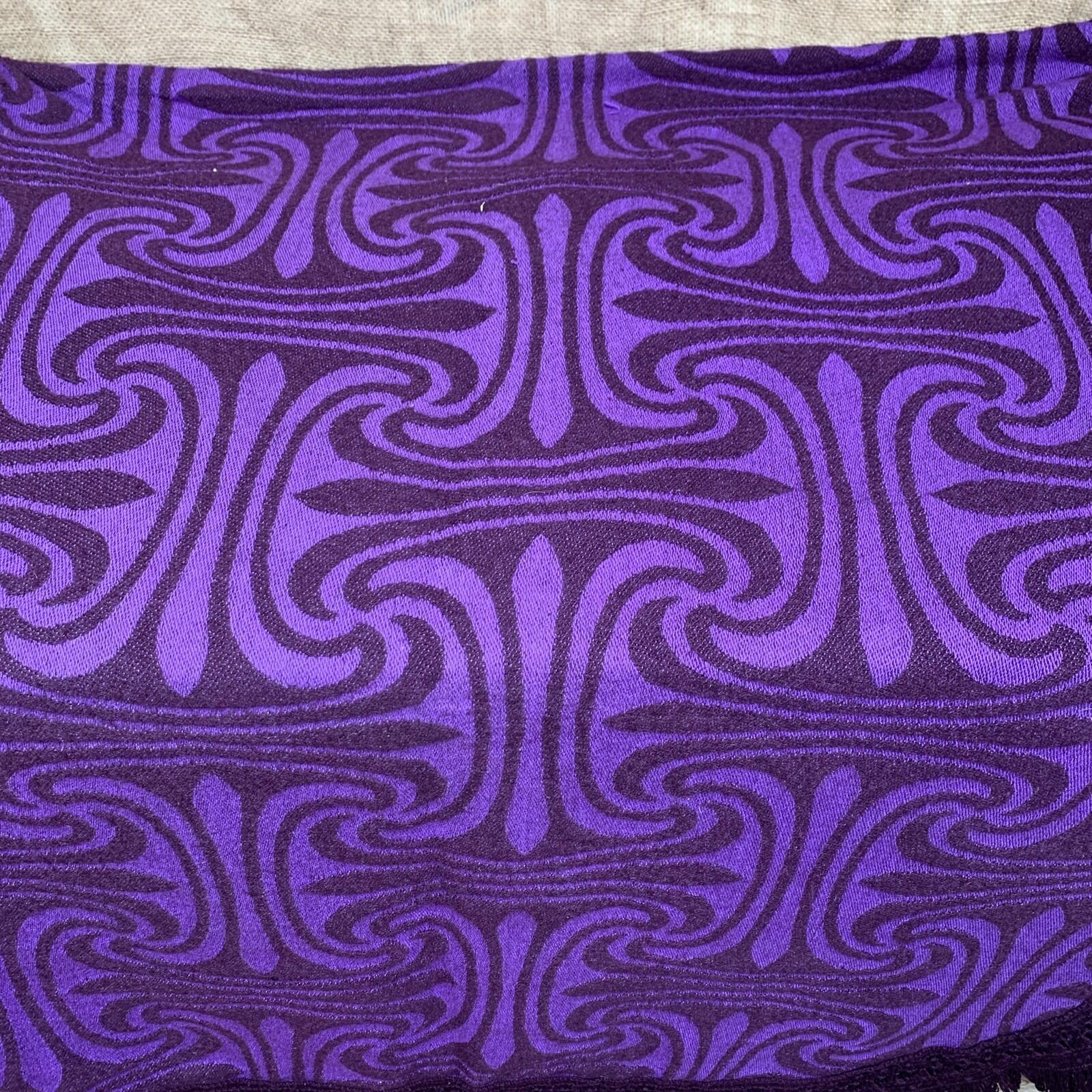 Vintage Retro Tapestry Bedspread Throw 1970s Purple St Michael  122cm X 250cm