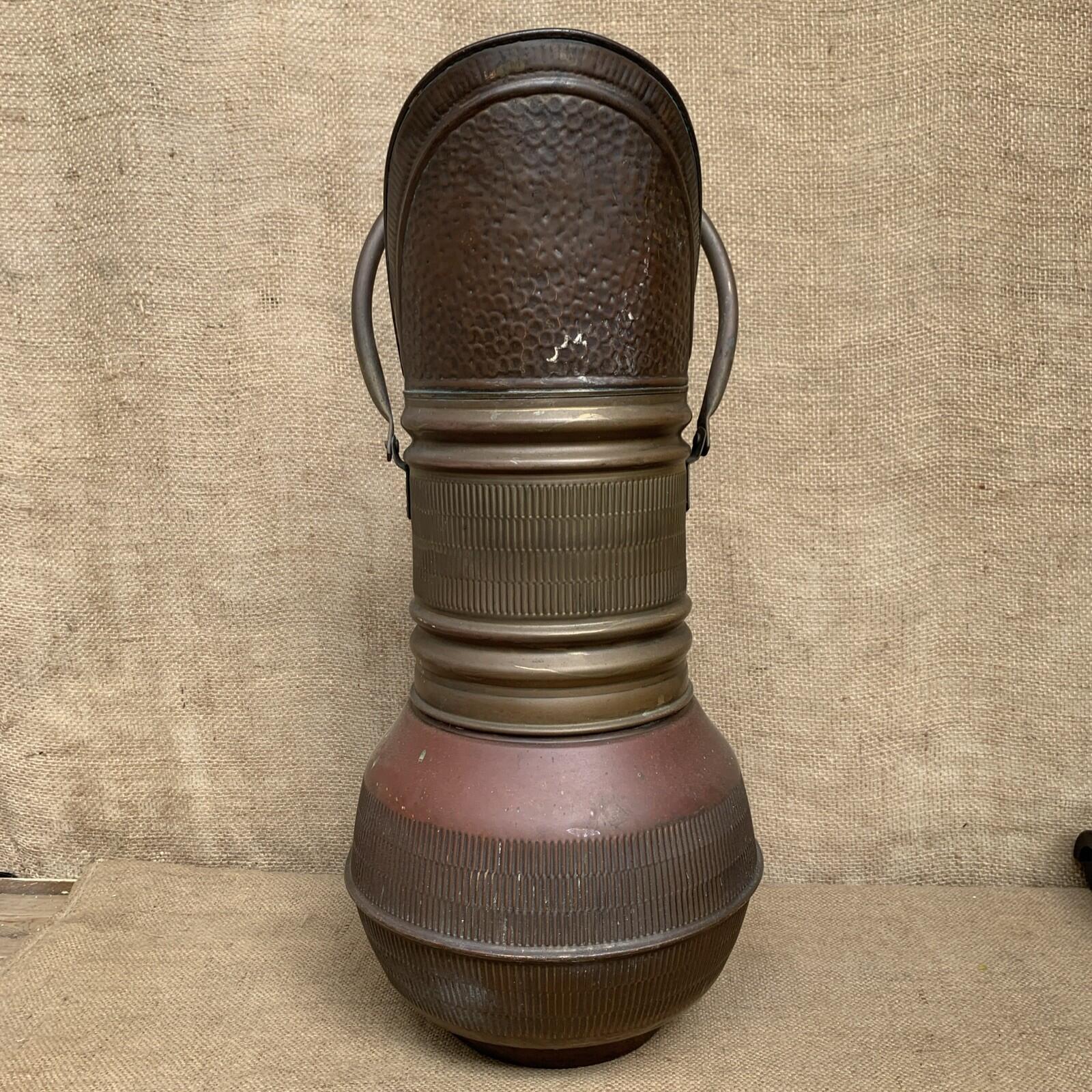 Vintage Brass And Copper Coal Scuttle - Farmhouse - Cottage - Rustic