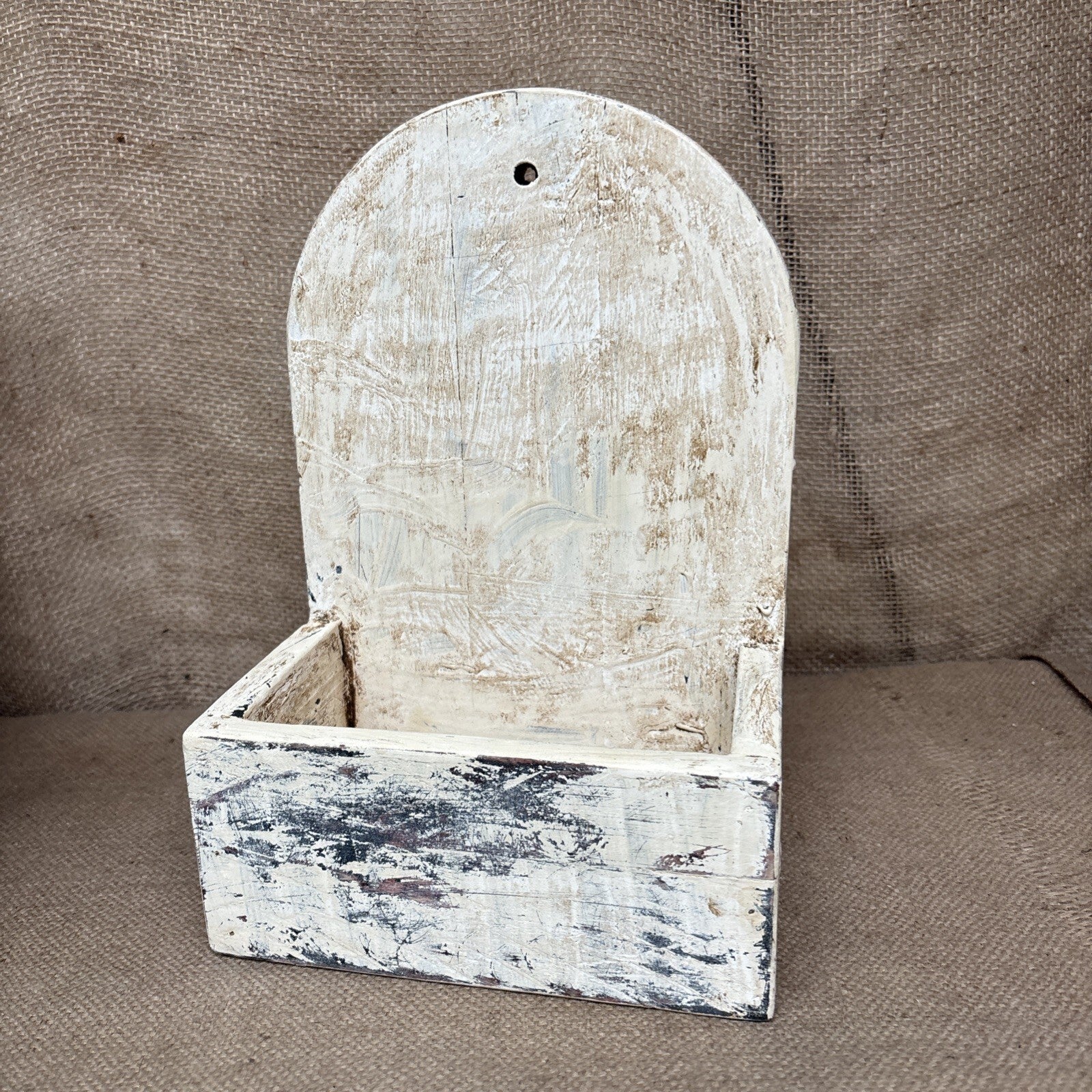 Rustic Wall Box - Worn Painted Pine - Farmhouse - Cottage