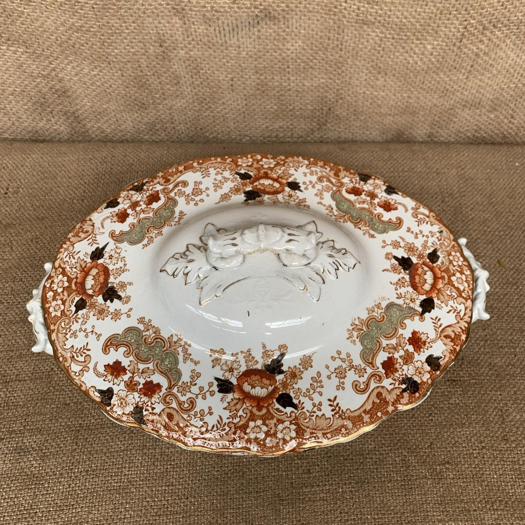 Antique W. Adams & Sons Crown Semi-Porcelain Derby Lidded Tureen