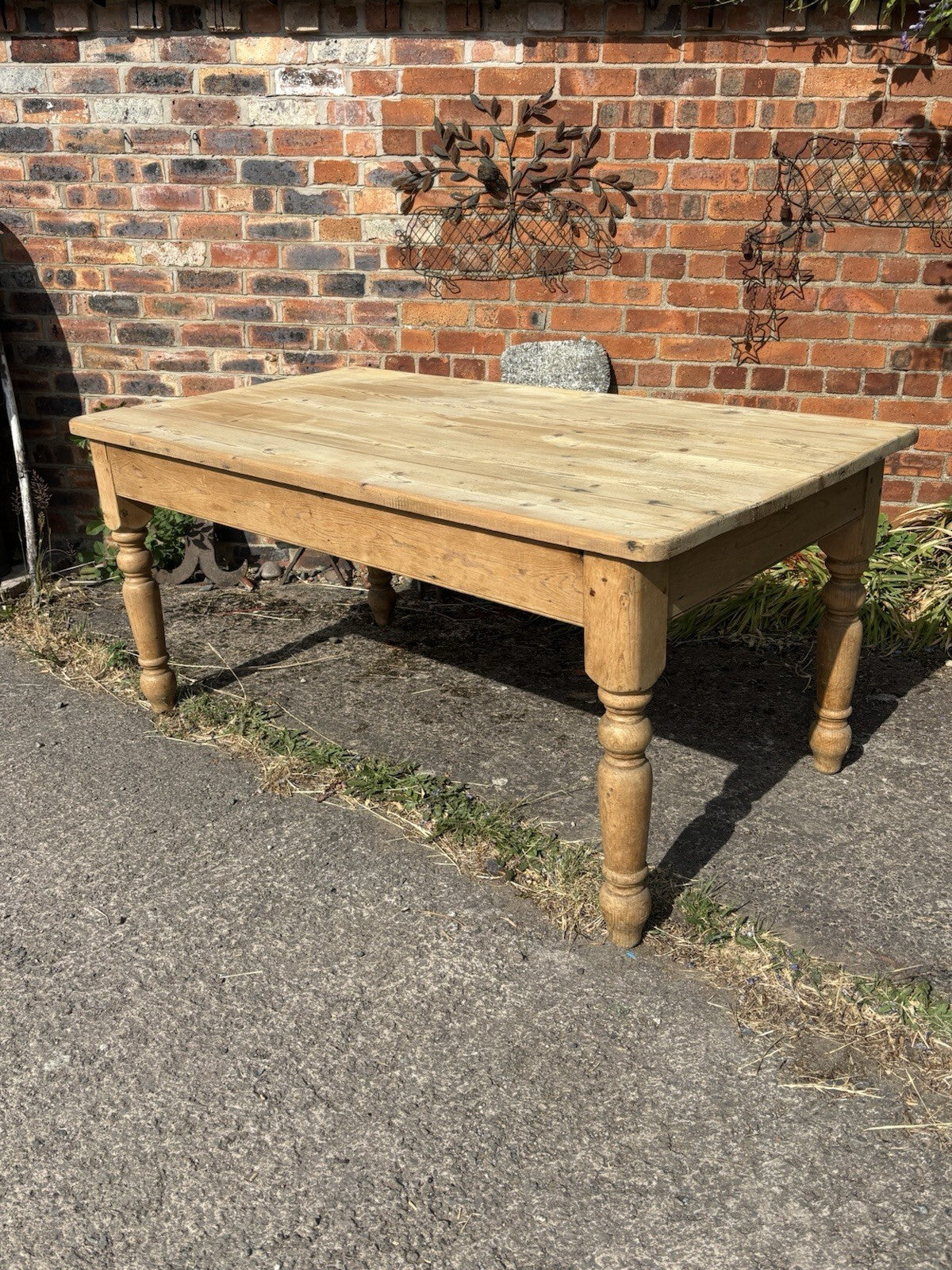 Vintage Pine Kitchen Table - Farmhouse Kitchen - Sits 8 - Cottage