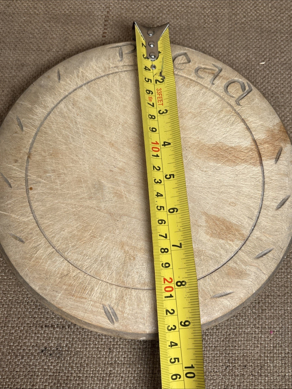 Vintage Carved Round Bread Board - English Kitchenalia - Farmhouse